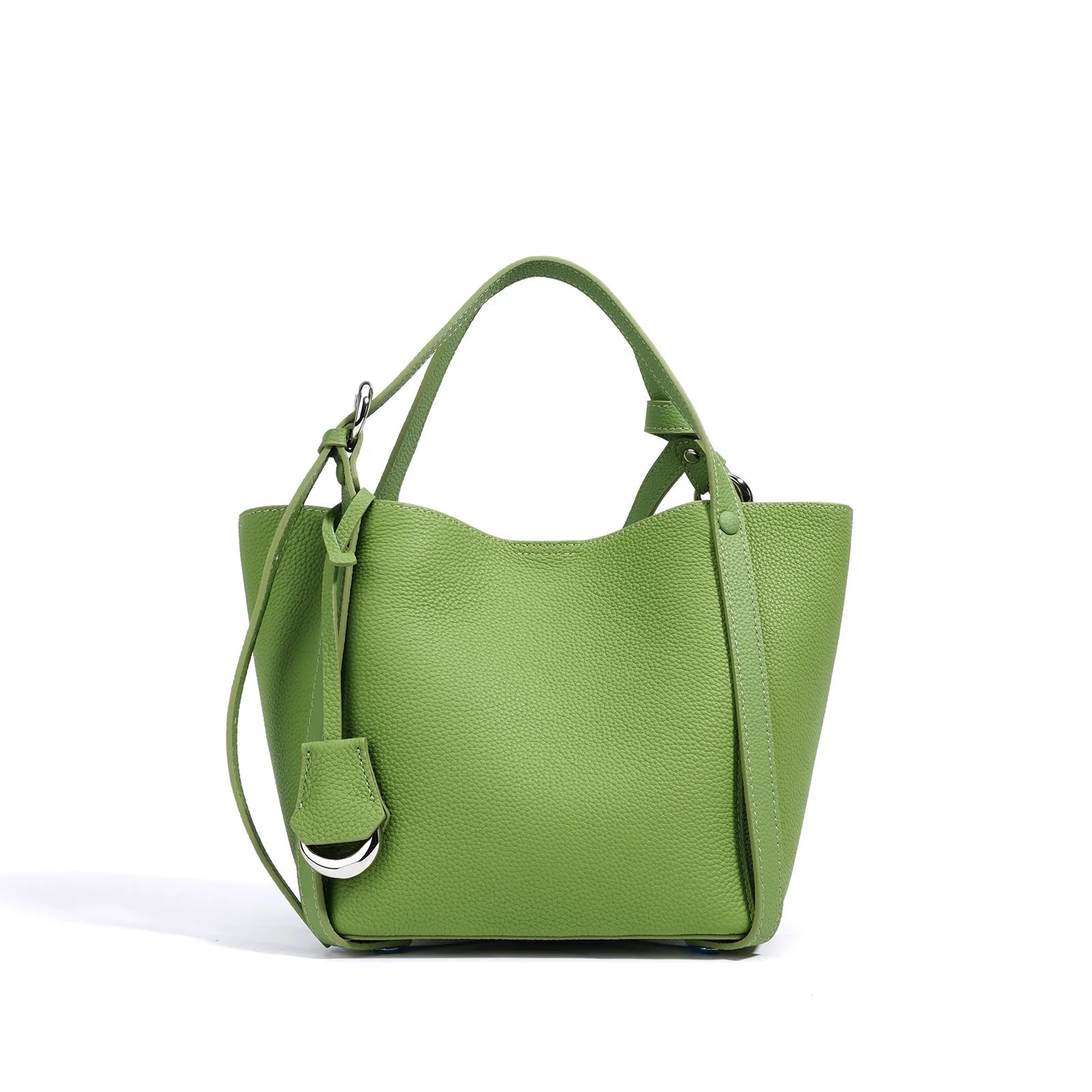 Genuine Leather Large Capacity Women's Bucket Handbag-Handbags-Green-Free Shipping Leatheretro
