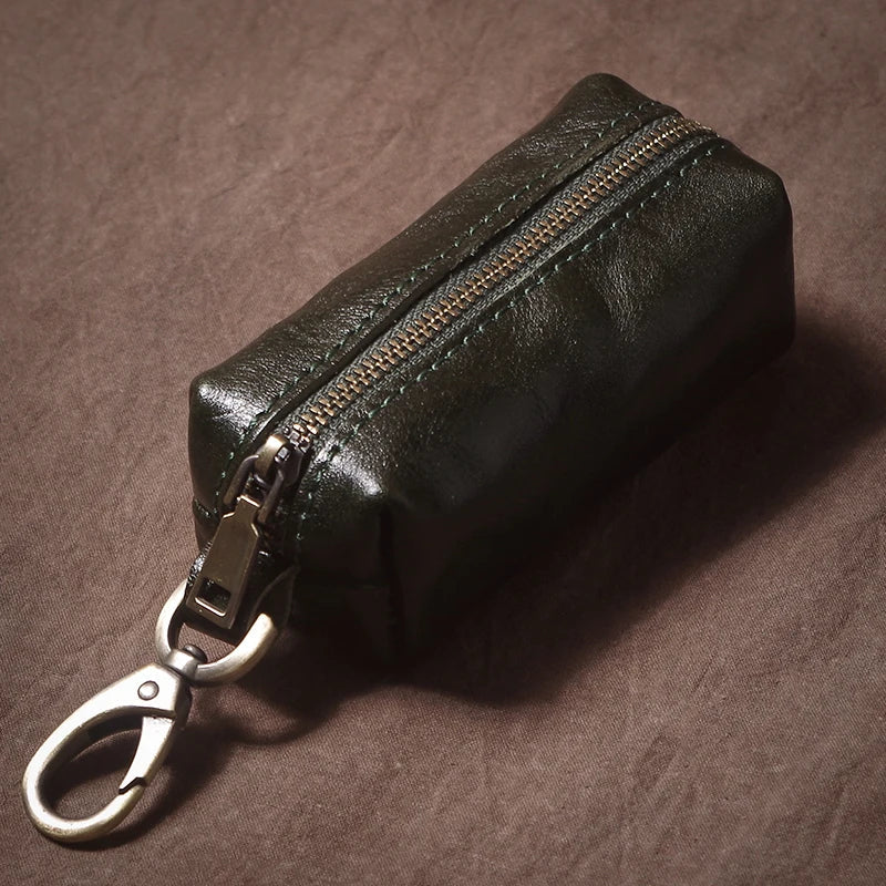 Vintage Cowhide Leather Car Key Case - Hanging Housekeeper Home Organizer-Key Case-Green-Free Shipping Leatheretro