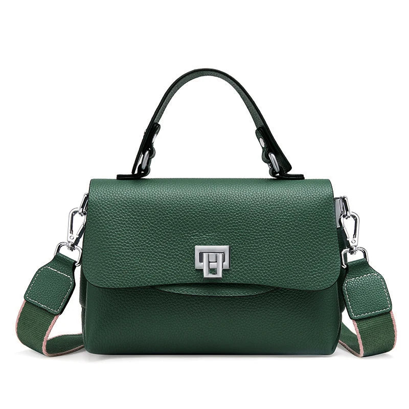 Women's Genuine Leather Crossbody Handbag – Luxury Top-Handle Purse-Handbags-Dark Green-Free Shipping Leatheretro