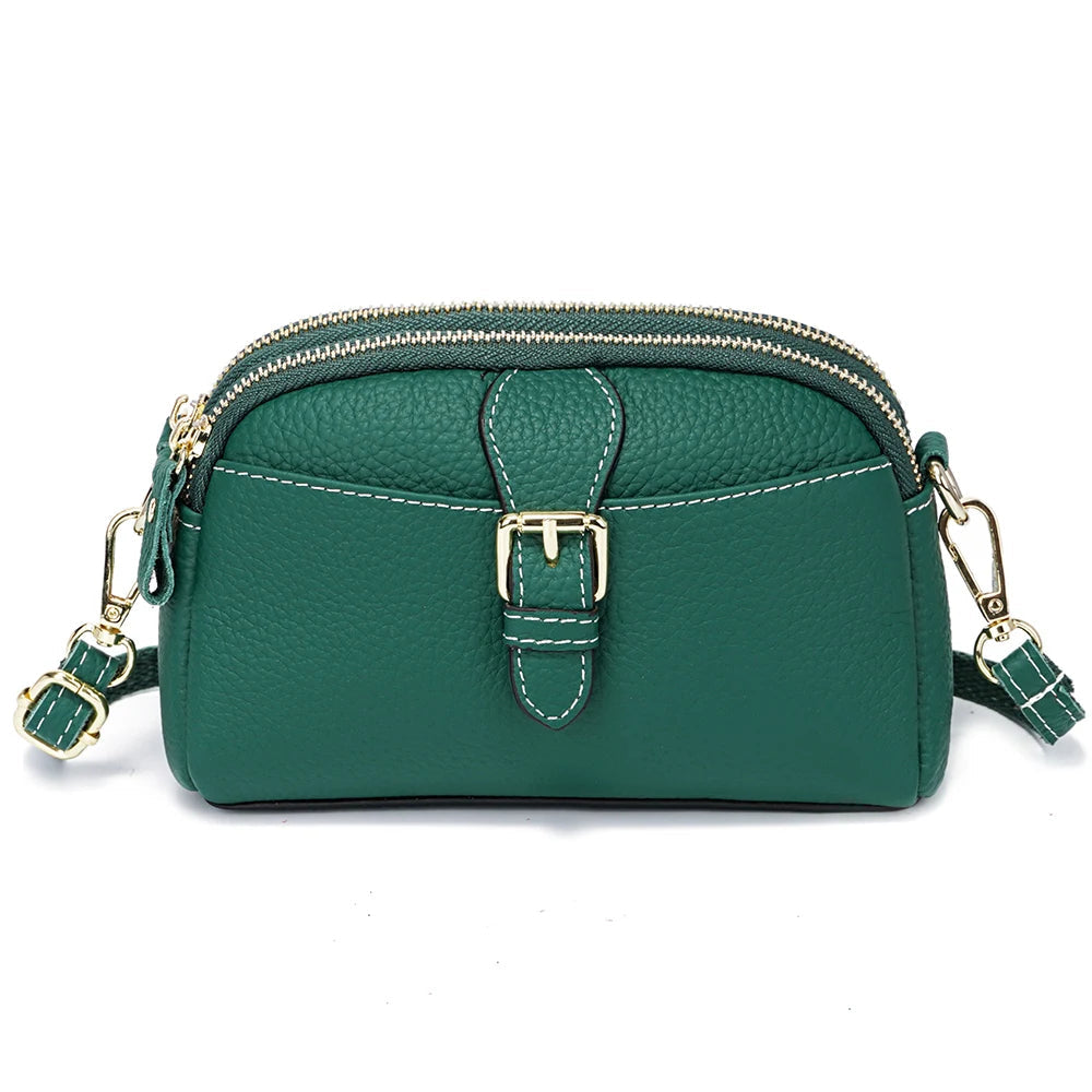 Women’s Leather Wristlet Crossbody Phone Bag-Handbags-Dark Green-Free Shipping Leatheretro