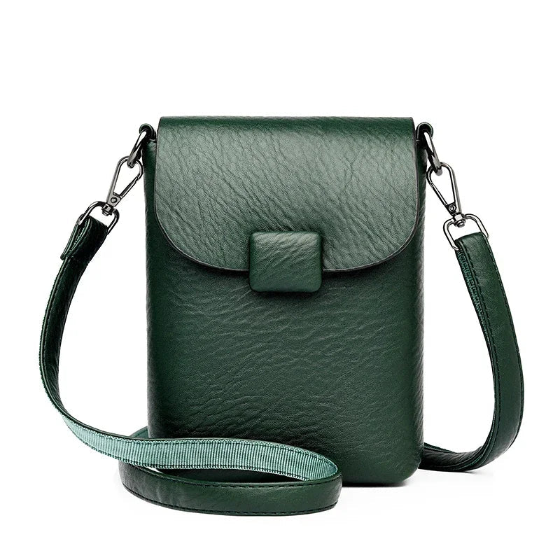 Small Crossbody Phone Bag Flap Purse for Women-Messenger Bag-Dark Green-Free Shipping Leatheretro
