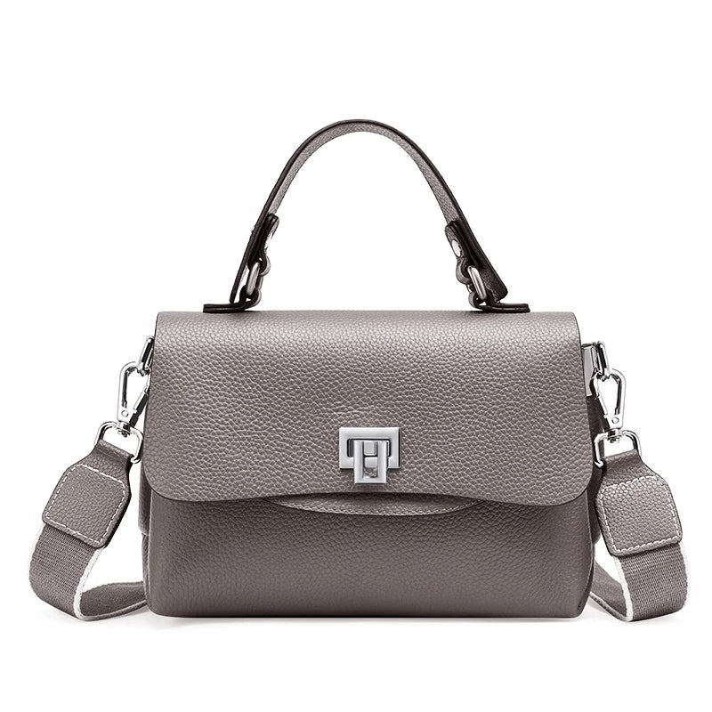 Women's Genuine Leather Crossbody Handbag – Luxury Top-Handle Purse-Handbags-Gray-Free Shipping Leatheretro