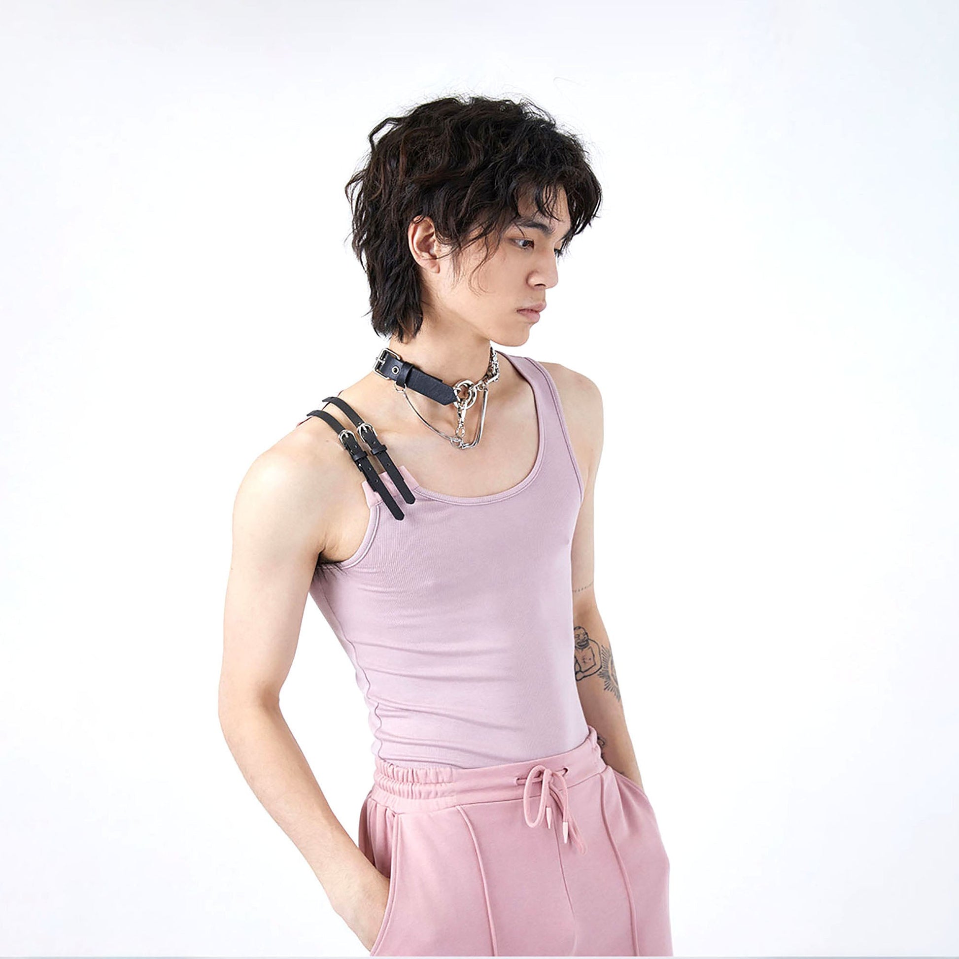 TUIMU Buckle Strap Ribbed Tank Top-Tank Top-M-White-Free Shipping Leatheretro