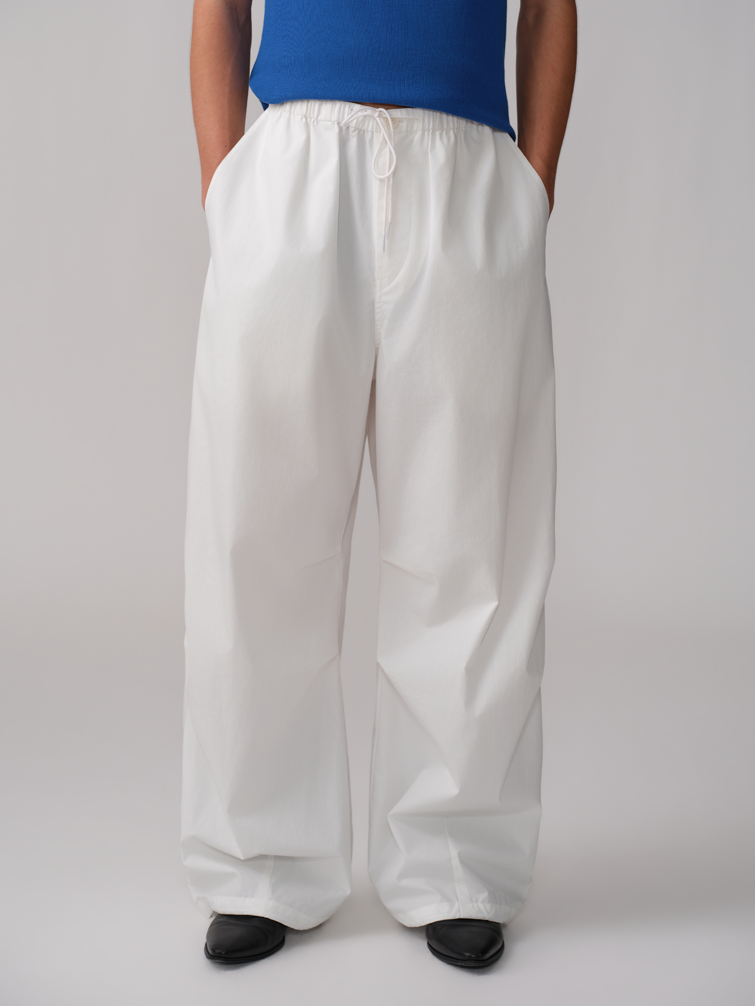 OPICLOTH Pleated Drawstring Parachute Pants-Pants-XS-White-Free Shipping Leatheretro