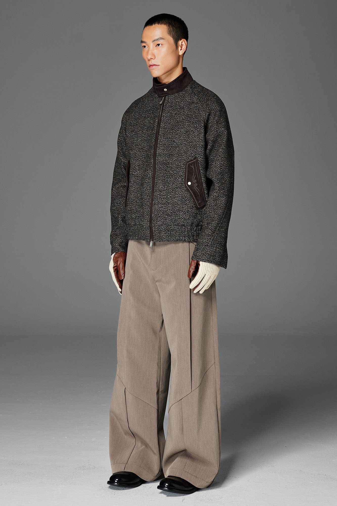 CATSSTAC Wool-Blend Tweed Embroidered Zip Jacket-Jacket-M-Black-Free Shipping Leatheretro