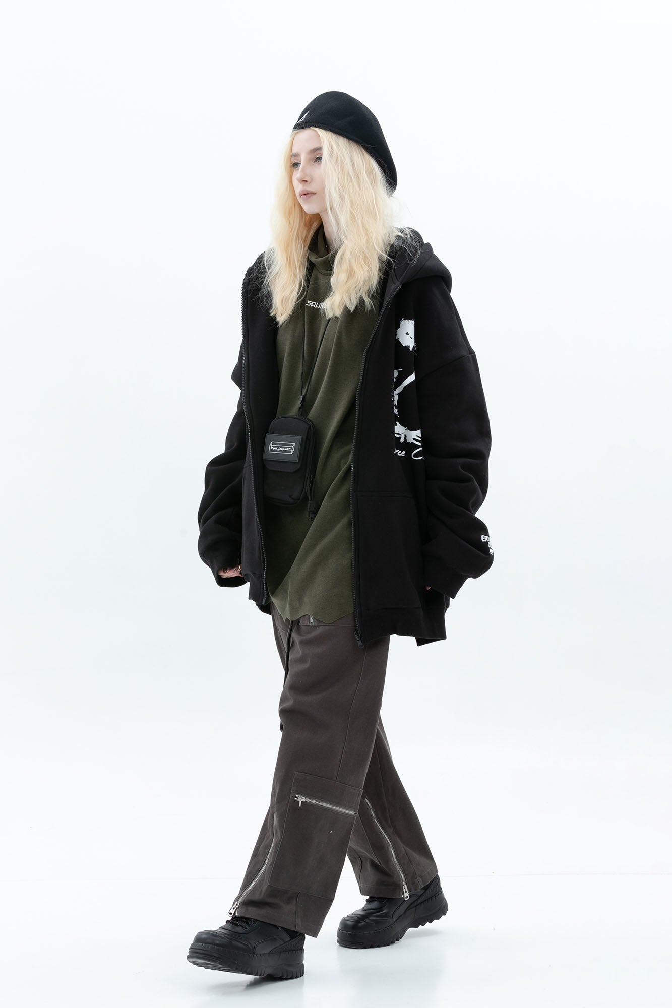 ERROR CODE ROBOT Fleetwood Mac Graphic Oversized Hooded Jacket-Jacket-S-Black-Free Shipping Leatheretro