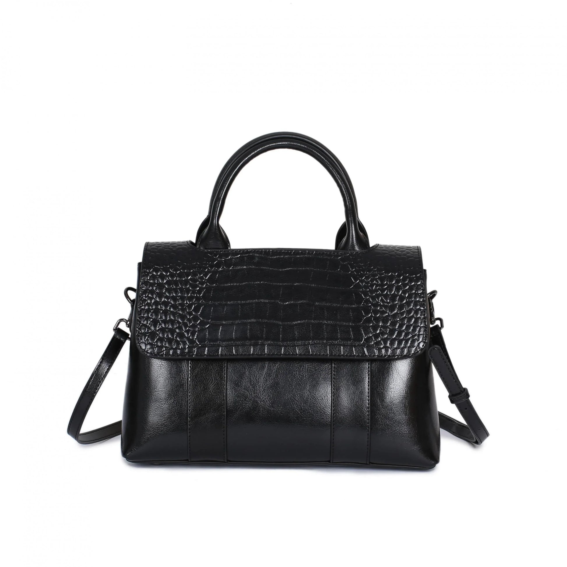 Women's Crossbody Shoulder Bag - Crocodile Pattern Sandwich Zipper Bag-Shoulder Bag-Black-Free Shipping Leatheretro