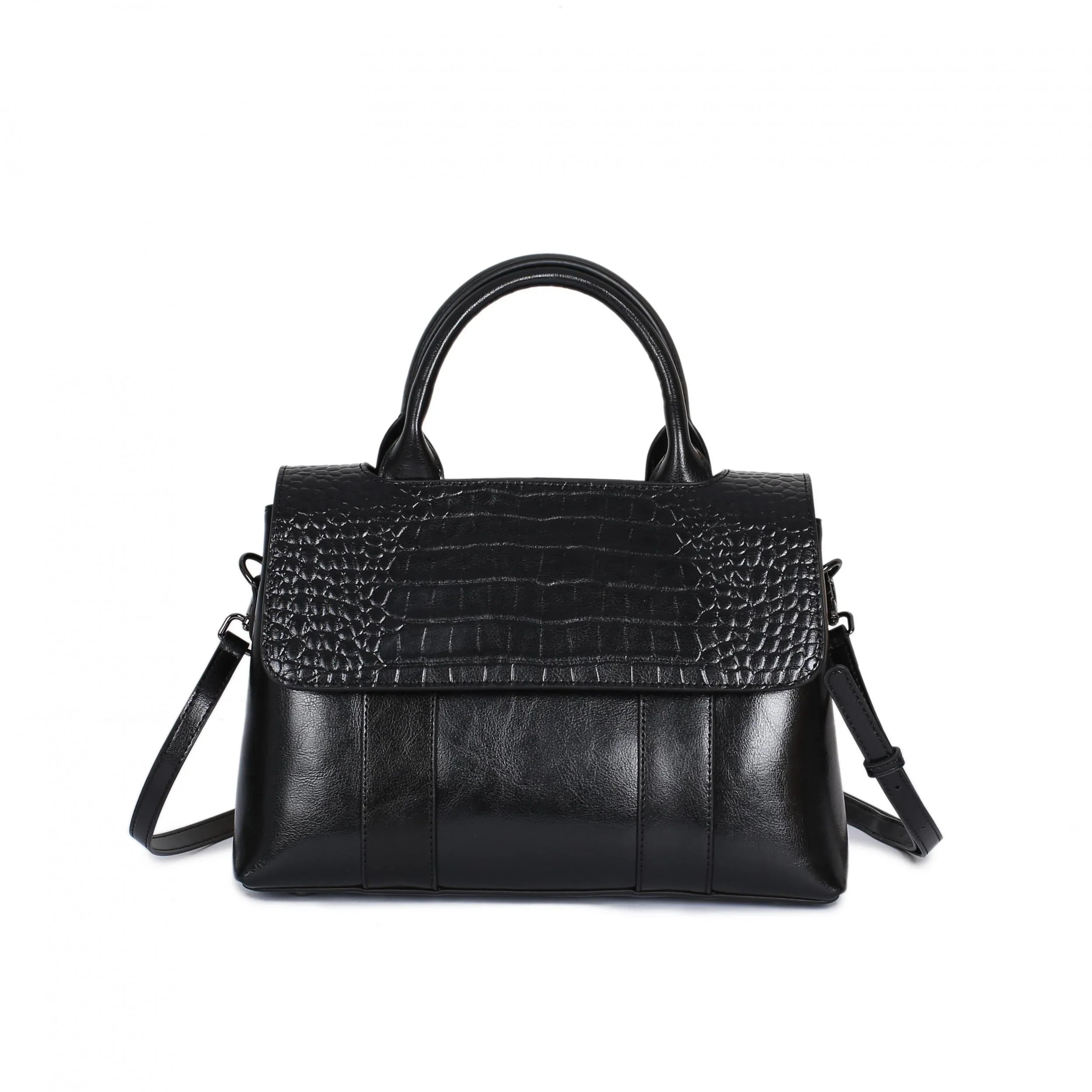Women's Crossbody Shoulder Bag - Crocodile Pattern Sandwich Zipper Bag-Shoulder Bag-Black-Free Shipping Leatheretro