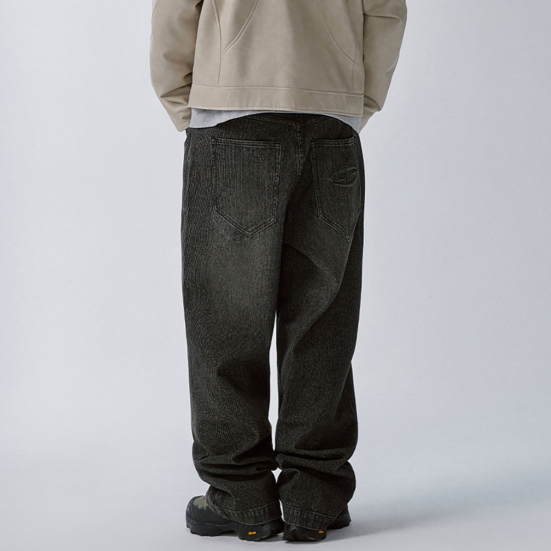 F2CE Retro Corduroy Logo Embroidery Straight-Leg Jeans-Jeans-S-Free Shipping Leatheretro