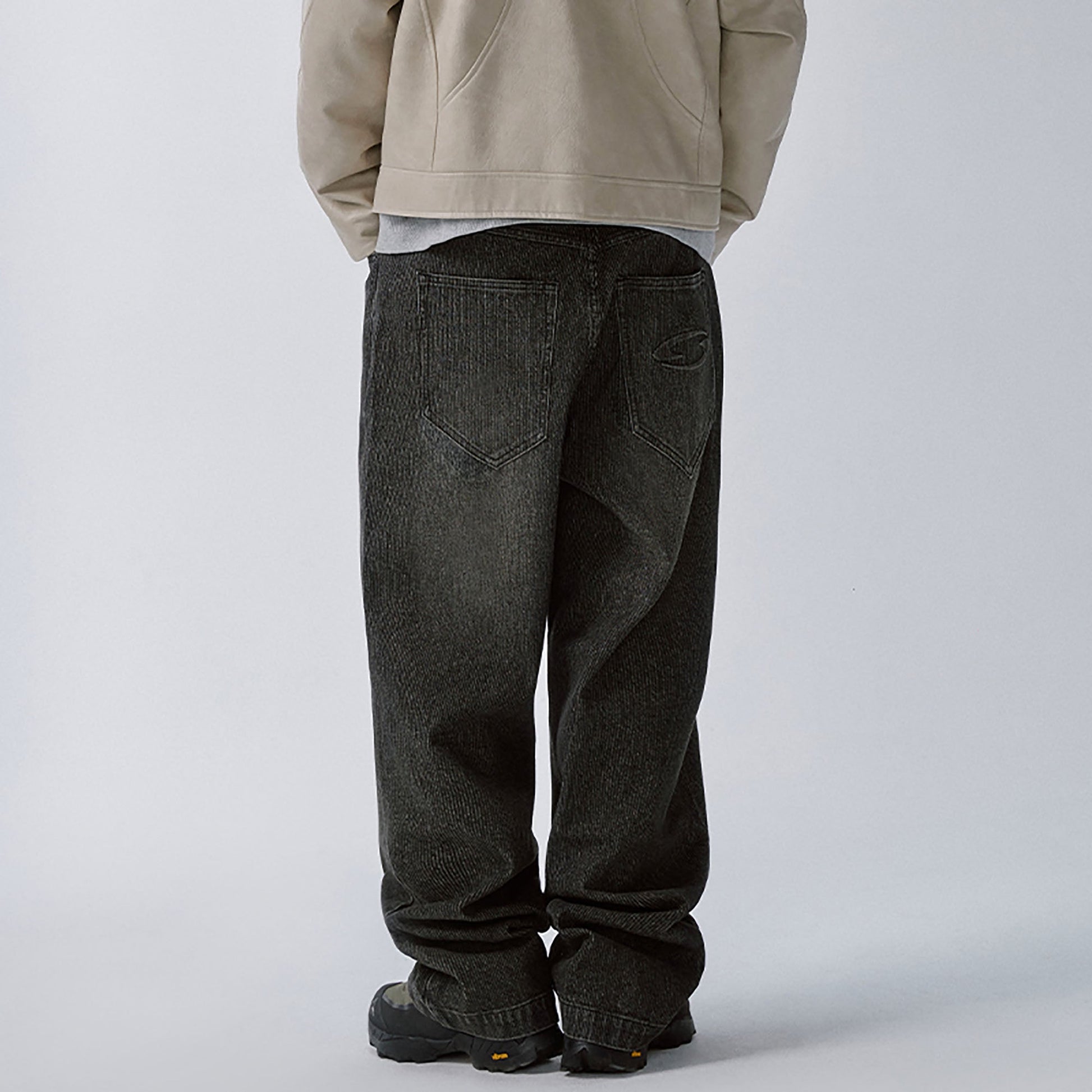 F2CE Retro Corduroy Logo Embroidery Straight-Leg Jeans-Jeans-S-Free Shipping Leatheretro