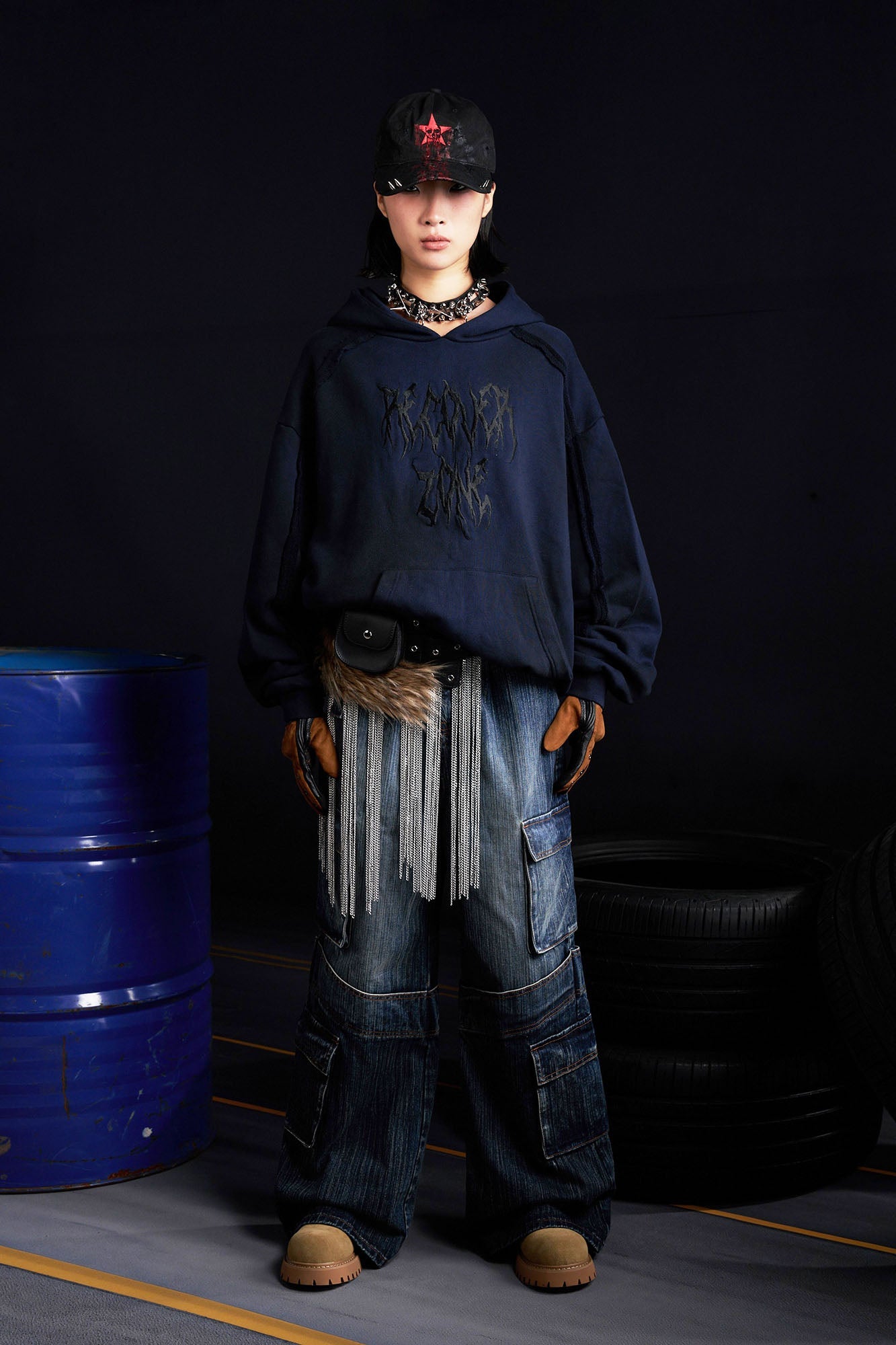 RECOVER ZONE Multi-Pocket Wide-Leg Utility Jeans-Jeans-S (Preorder)-Blue-Free Shipping Leatheretro