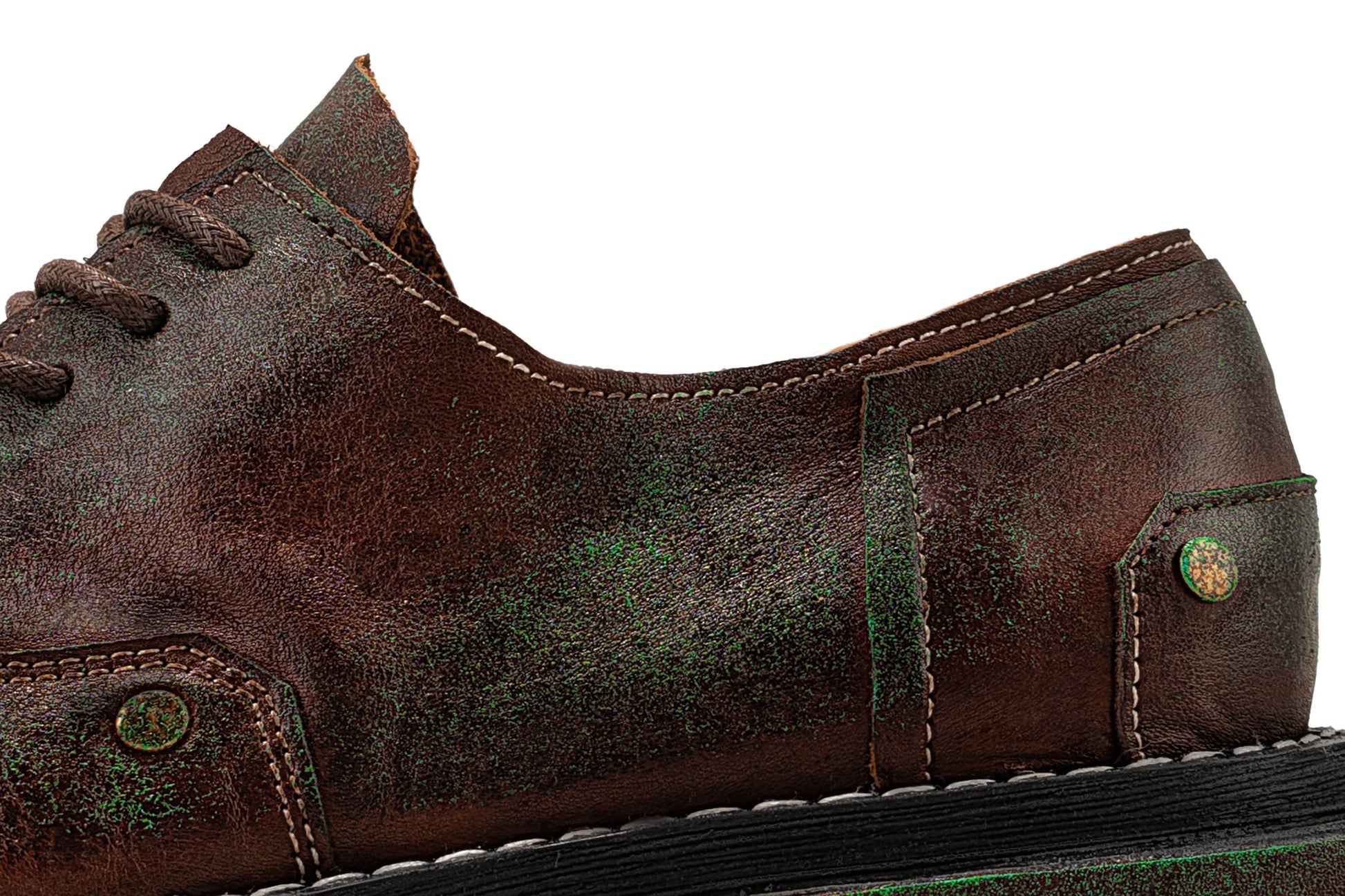 REWRITE Rusted Leather Rivet Derby Shoes-Shoes-38.5-Free Shipping Leatheretro
