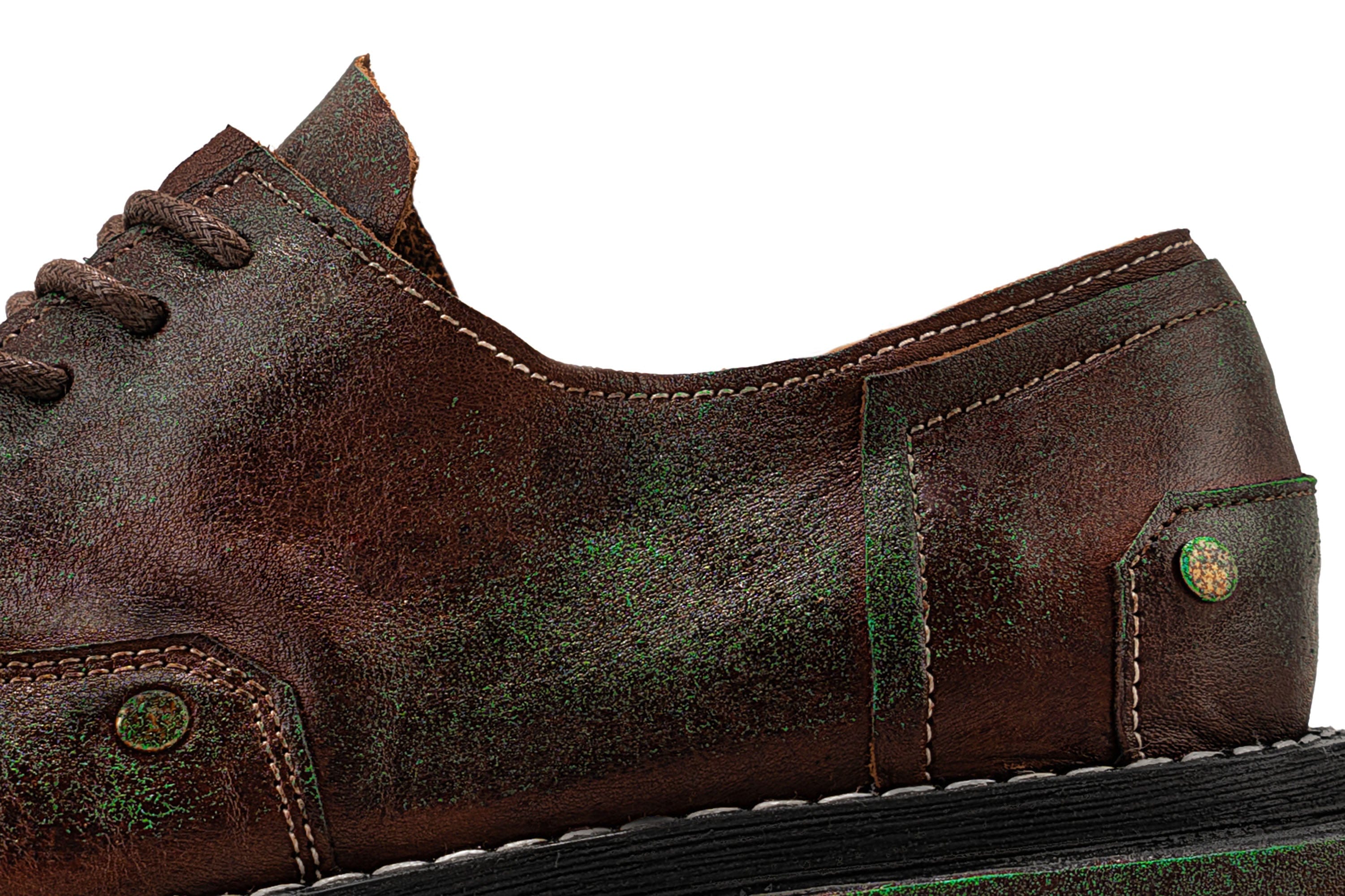 REWRITE Rusted Leather Rivet Derby Shoes-Shoes-38.5-Free Shipping Leatheretro