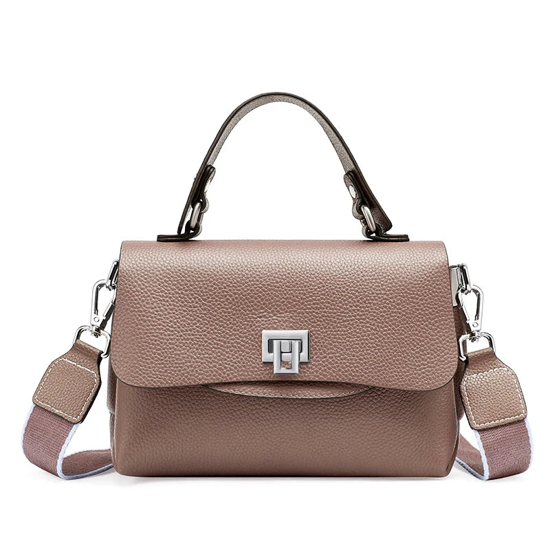 Women's Genuine Leather Crossbody Handbag – Luxury Top-Handle Purse-Handbags-Khaki-Free Shipping Leatheretro