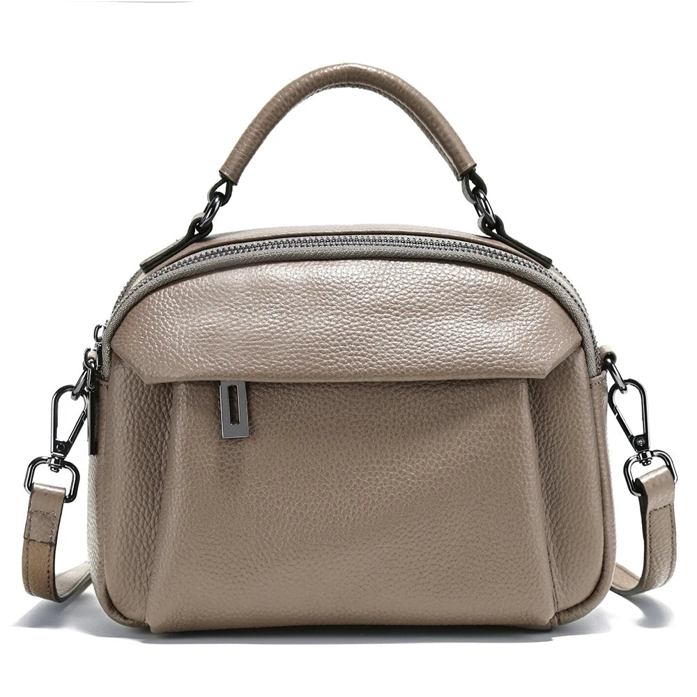 Stylish Genuine Leather Satchel Purse for Women-Handbags, Wallets & Cases-Khaki-Free Shipping Leatheretro
