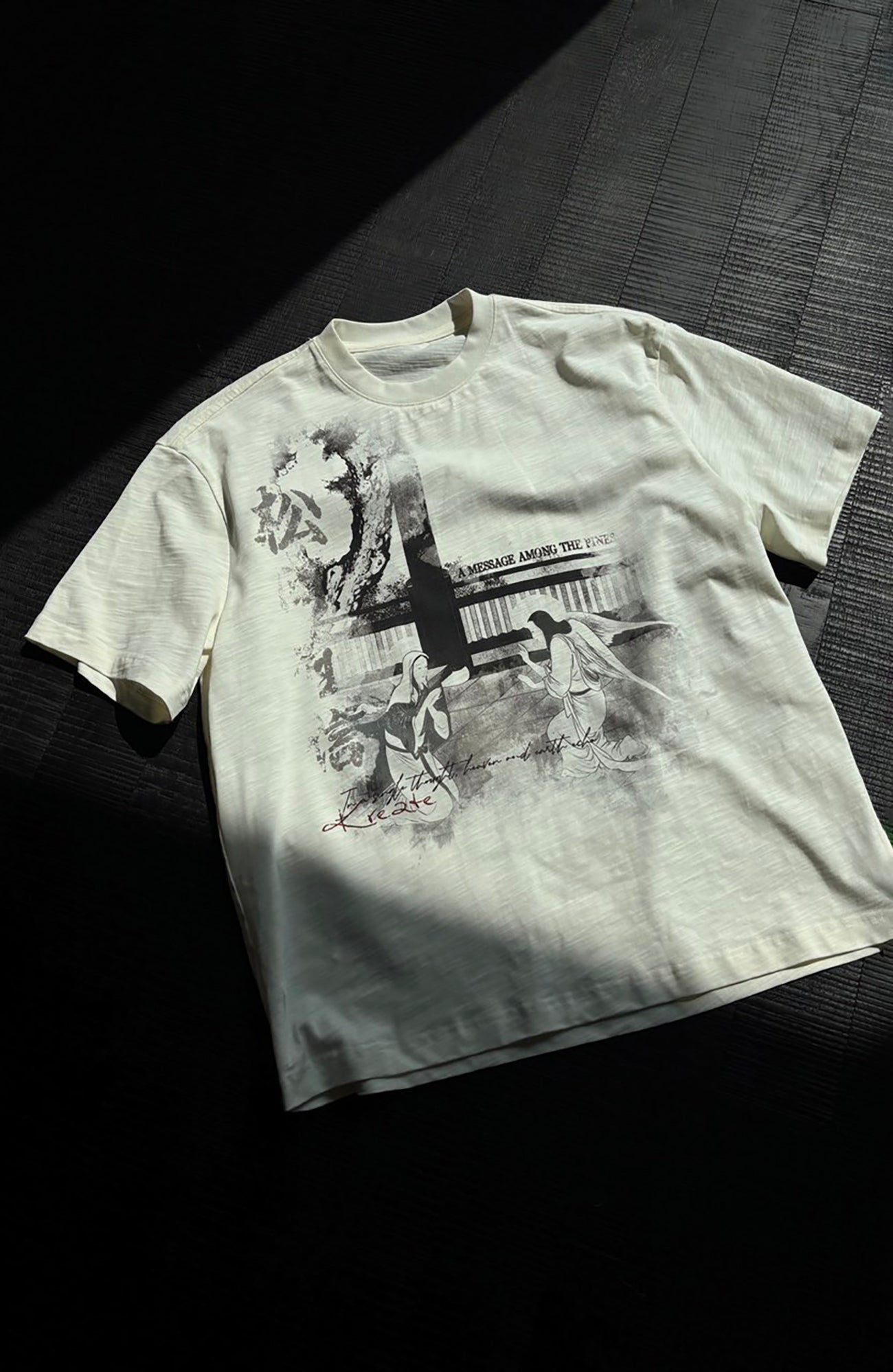 KREATE Bamboo Texture Graphic Tee-T Shirt-S-Free Shipping Leatheretro