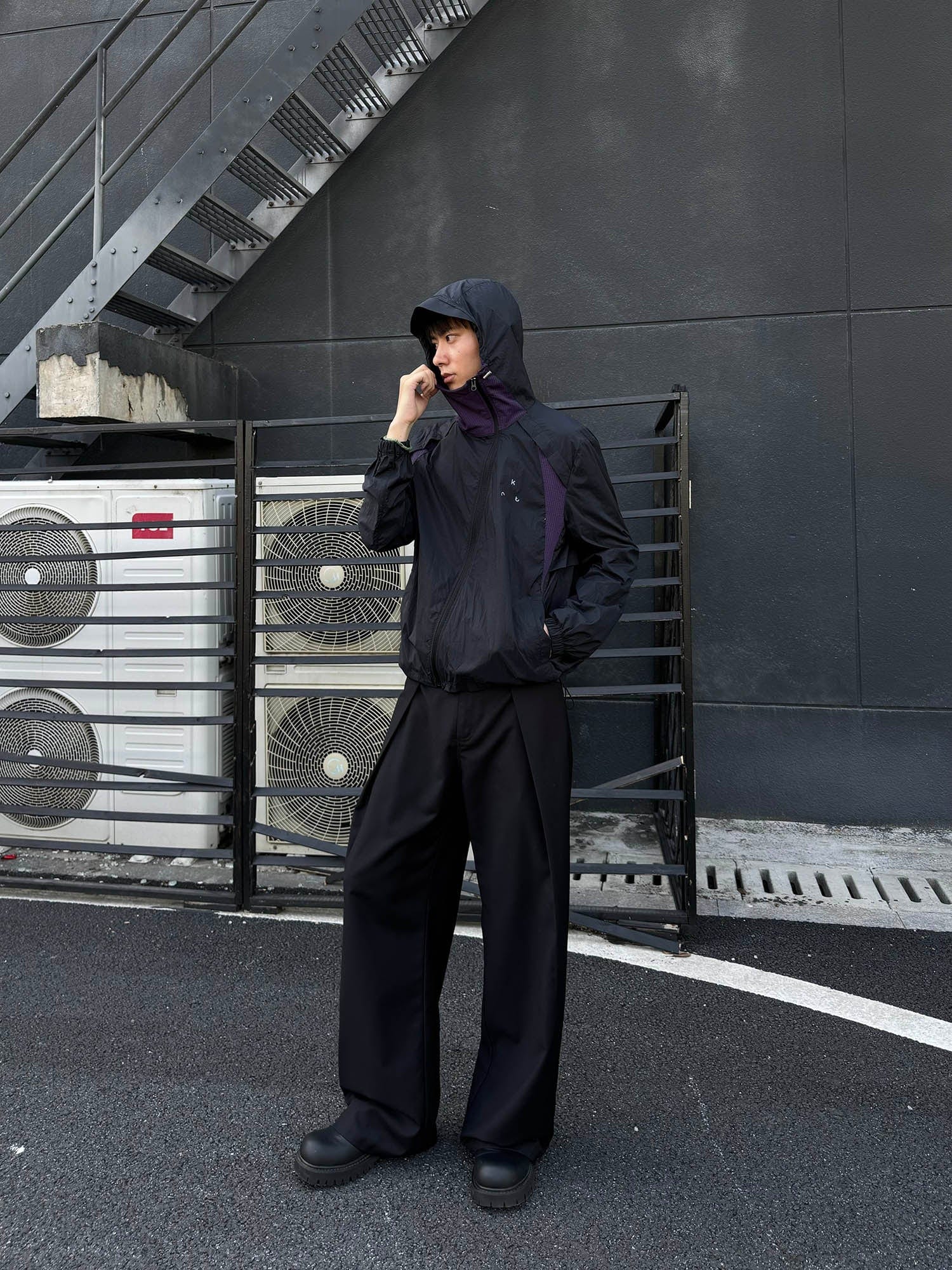 KREATE Asymmetrical Zip Mesh-Paneled UV Protection Hooded Jacket-Jacket-S-Light Gray-Free Shipping Leatheretro