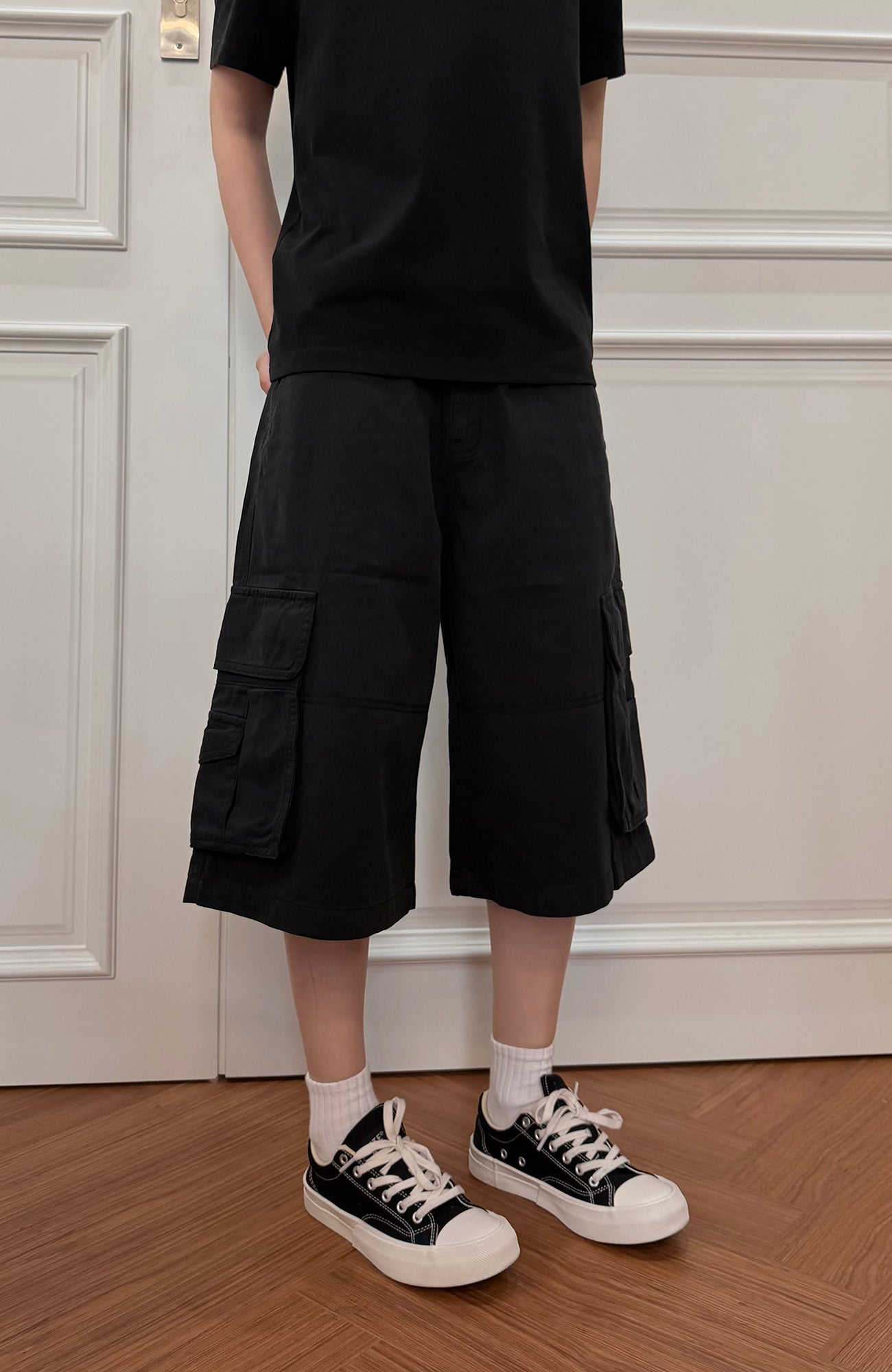 KREATE Washed Multi-Pocket Cargo Shorts-Shorts-S (Preorder)-Blue-Free Shipping Leatheretro