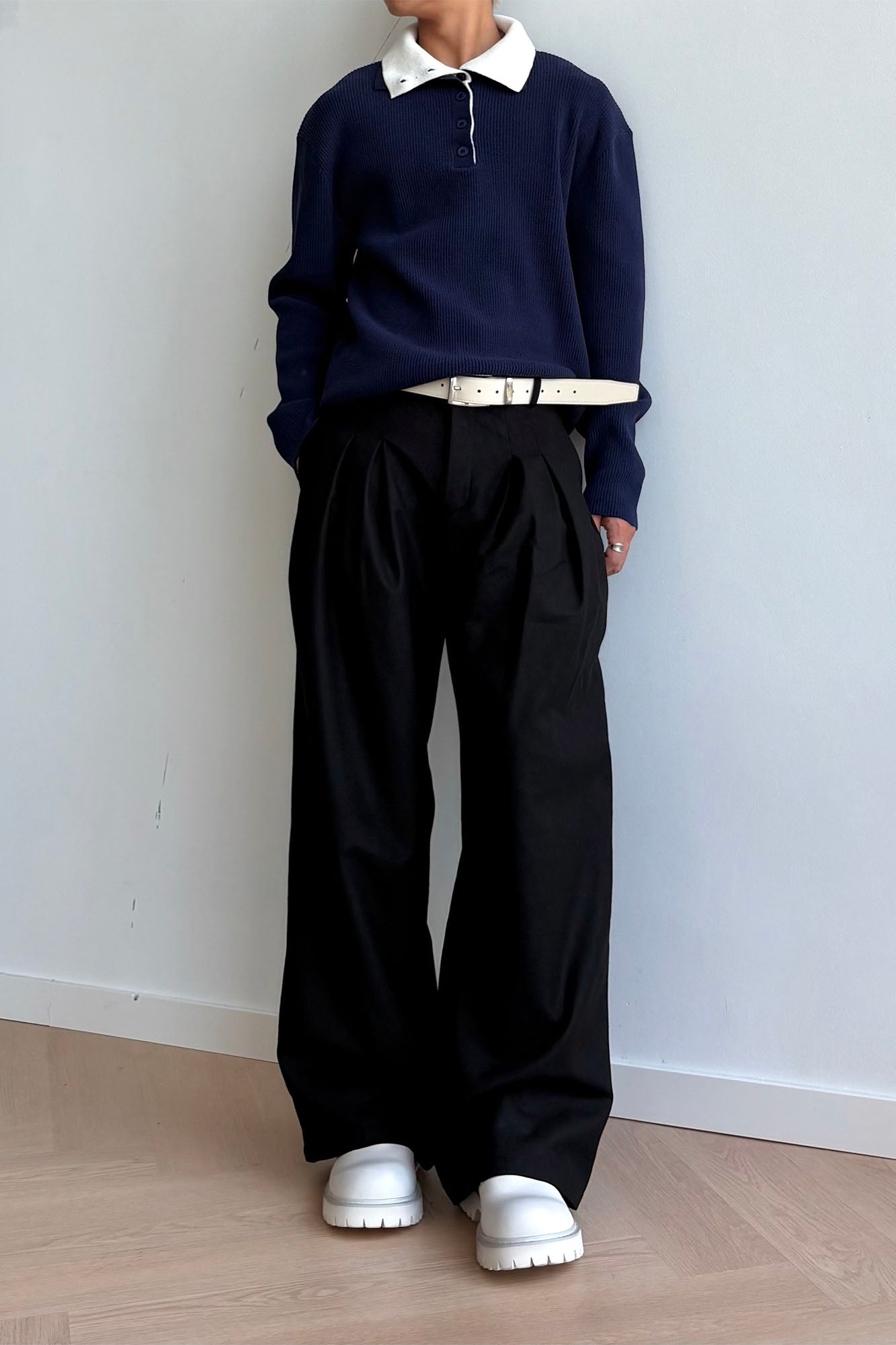 KREATE Triple-Pleat Wide-Leg Trousers-Pants-S-Gray-Free Shipping Leatheretro