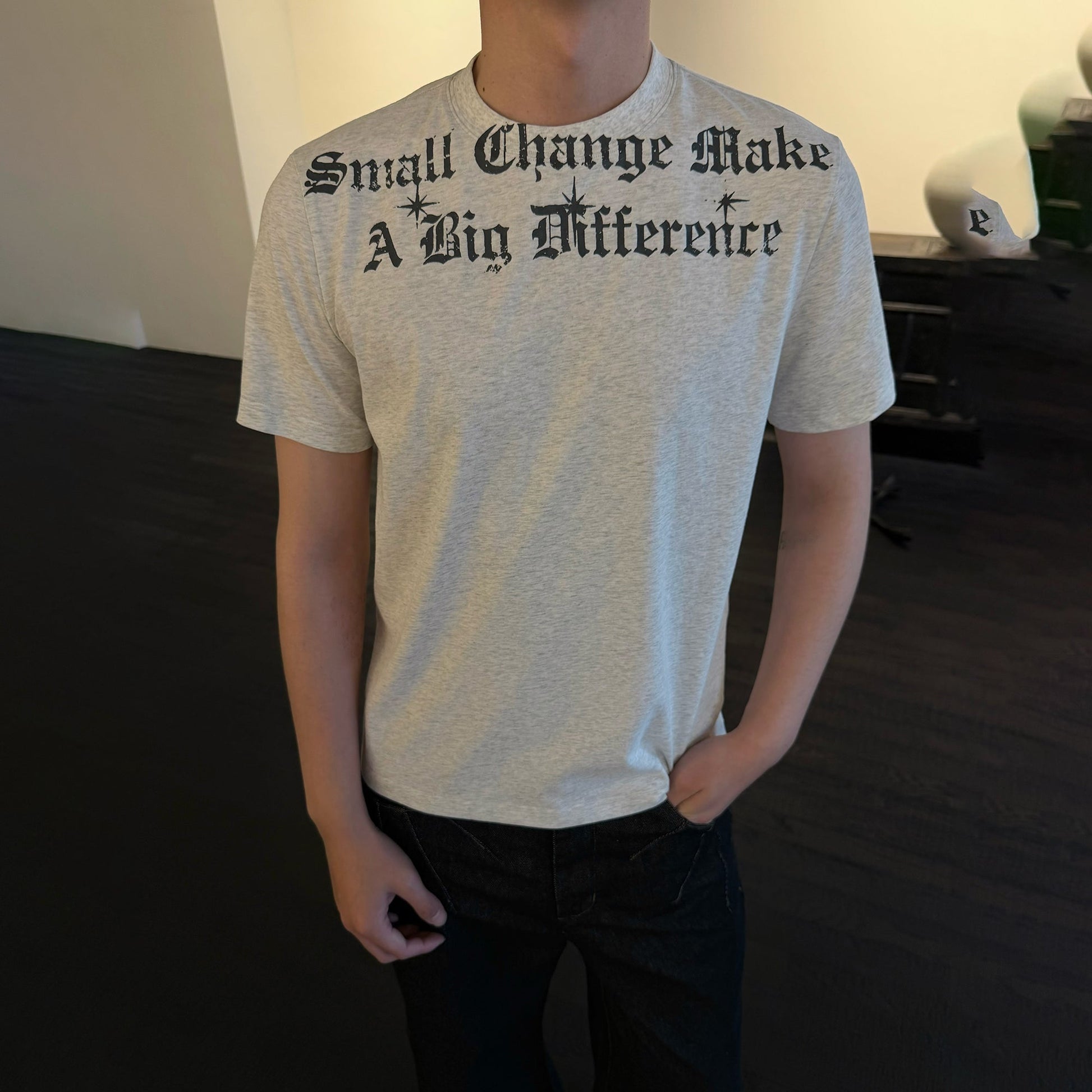 KREATE Fade-Wash Slogan Tee-T Shirt-S (Preorder)-Gray-Free Shipping Leatheretro