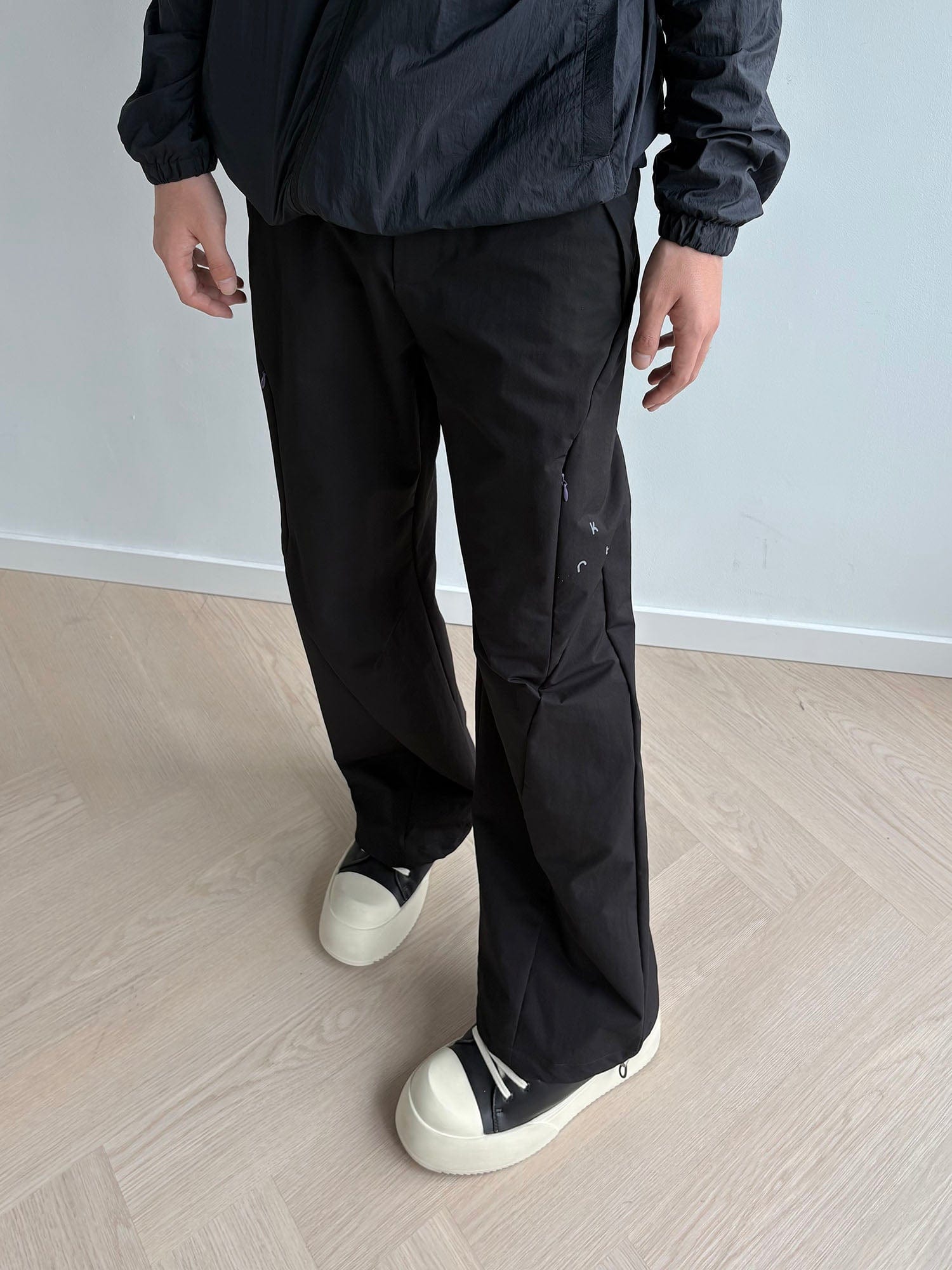 KREATE Curved Panel Drawstring-Hem Waterproof Pants-Pants-S-Black-Free Shipping Leatheretro