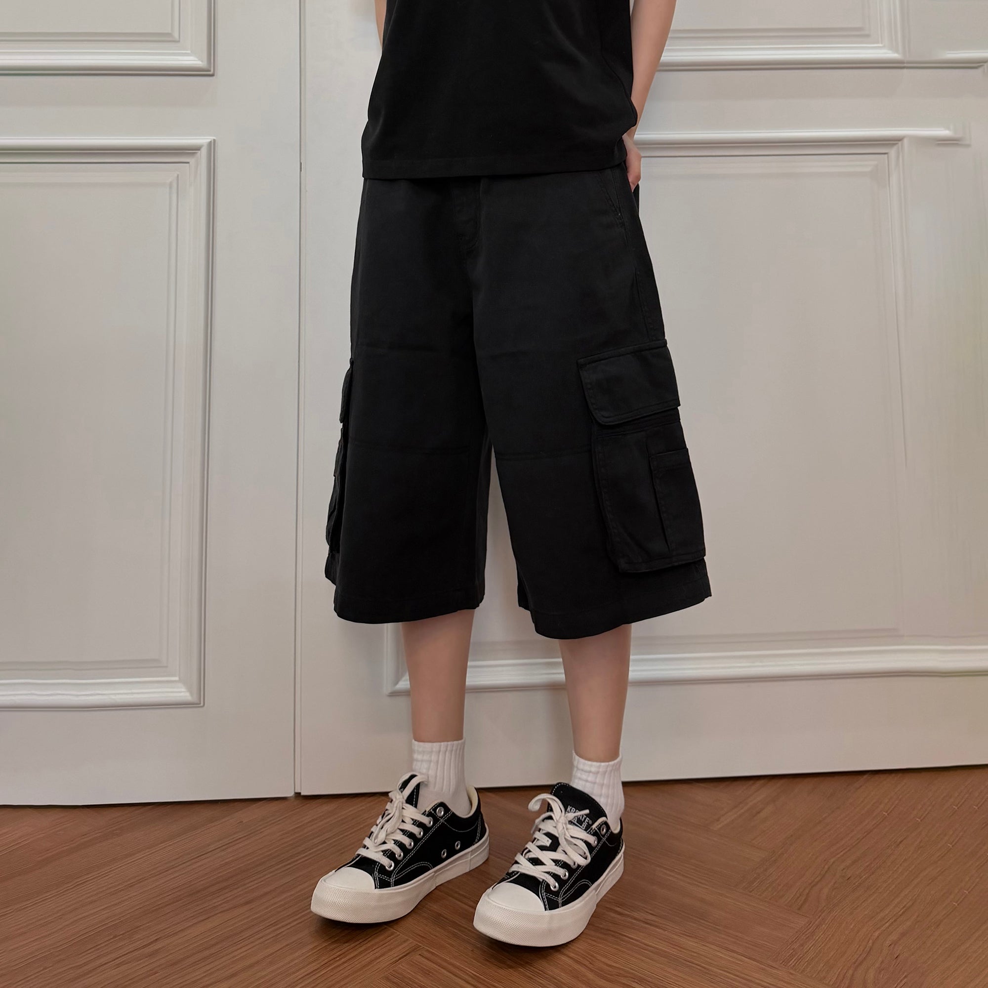 KREATE Washed Multi-Pocket Cargo Shorts-Shorts-S (Preorder)-Blue-Free Shipping Leatheretro