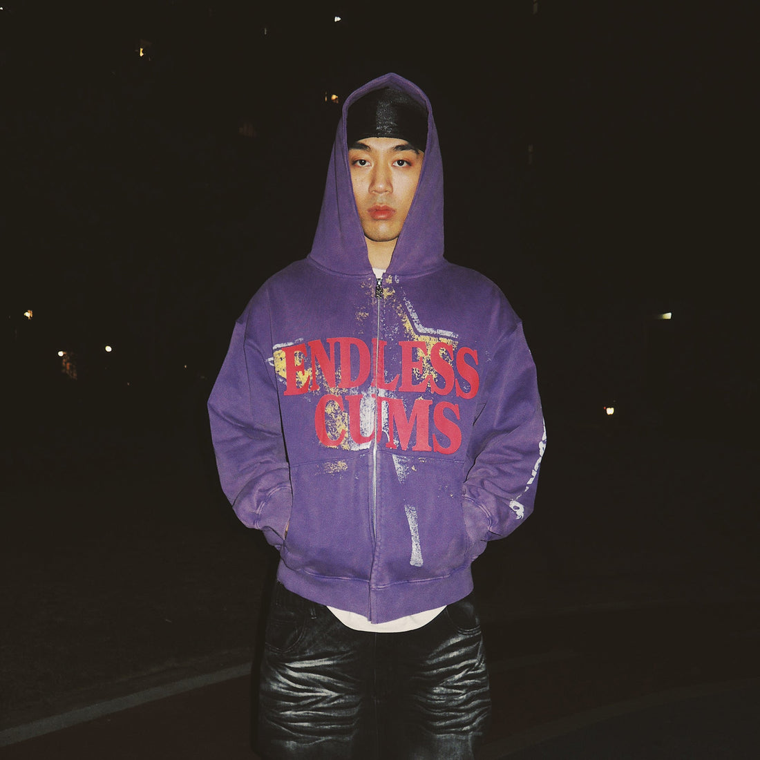 EVETS Star Graphic Zip-Up Hoodie-Jacket-S-Free Shipping Leatheretro