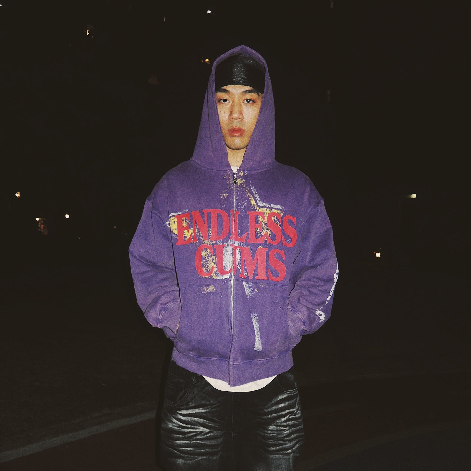 EVETS Star Graphic Zip-Up Hoodie-Jacket-S-Free Shipping Leatheretro