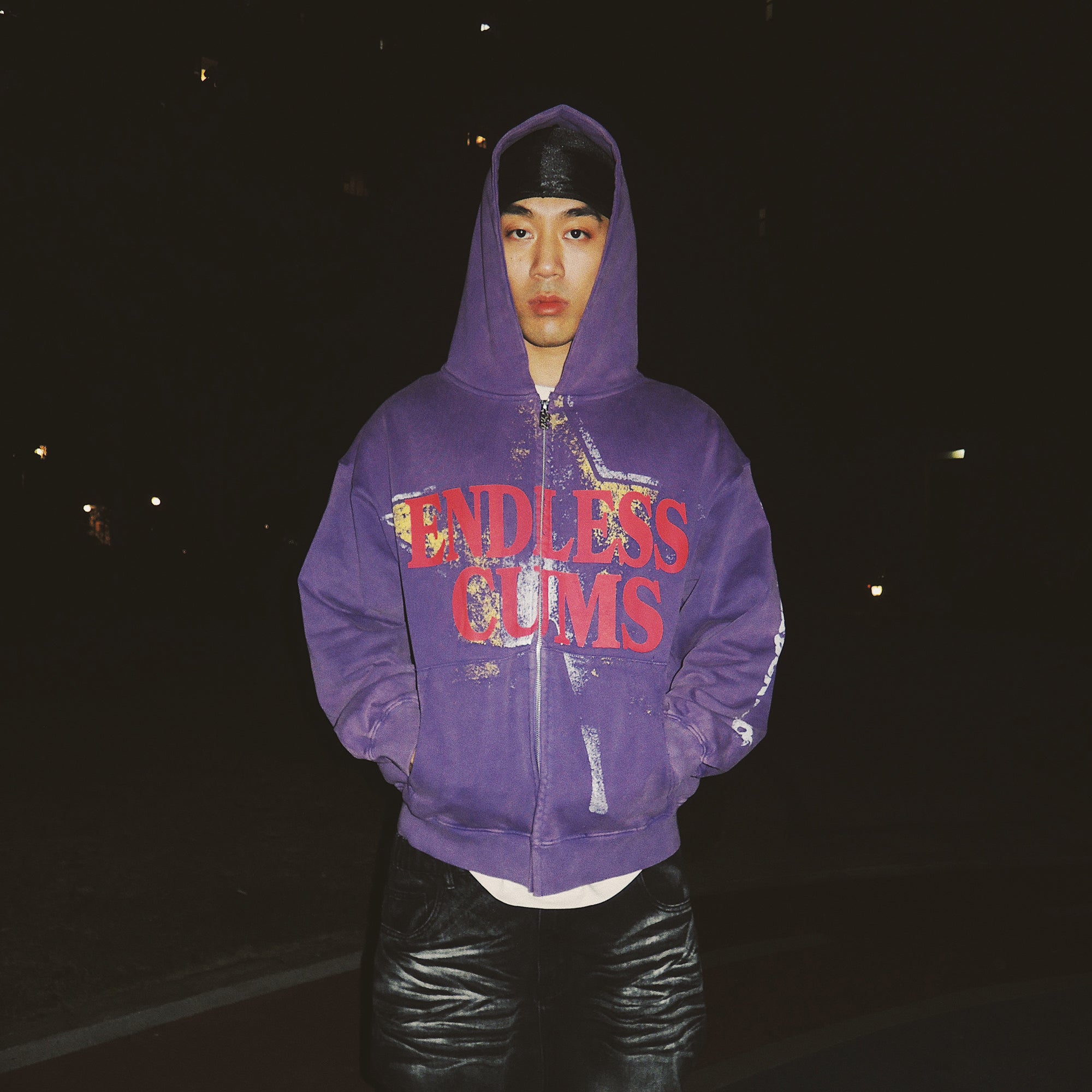 EVETS Star Graphic Zip-Up Hoodie-Jacket-S-Free Shipping Leatheretro