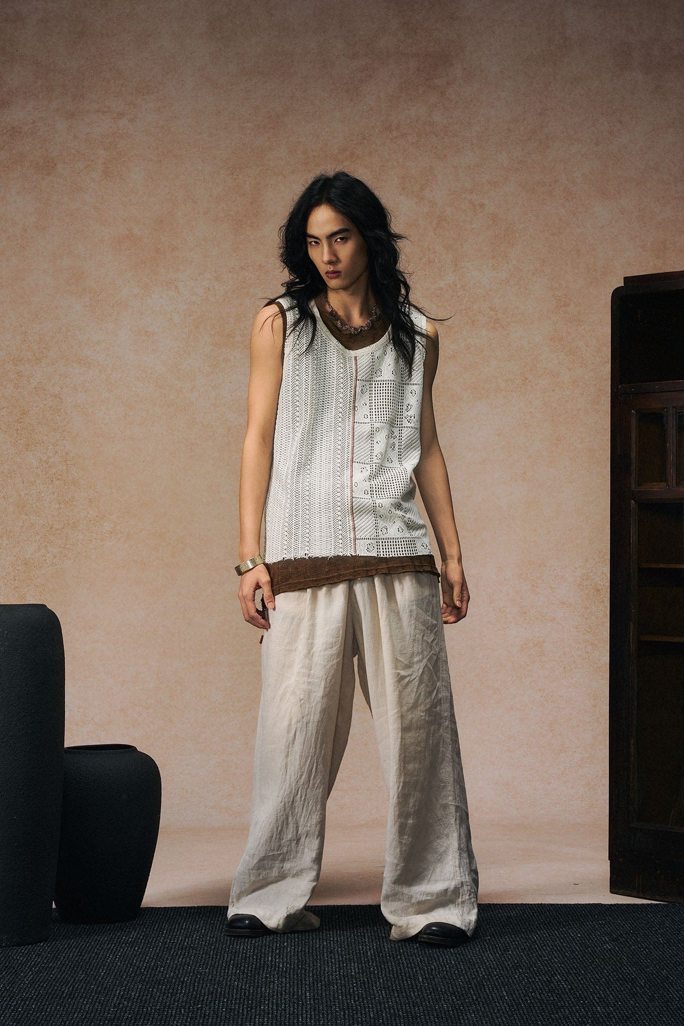 GONGHE REPUB Patchwork Hollow Out Knit Vest-Vest-S-White-Free Shipping Leatheretro