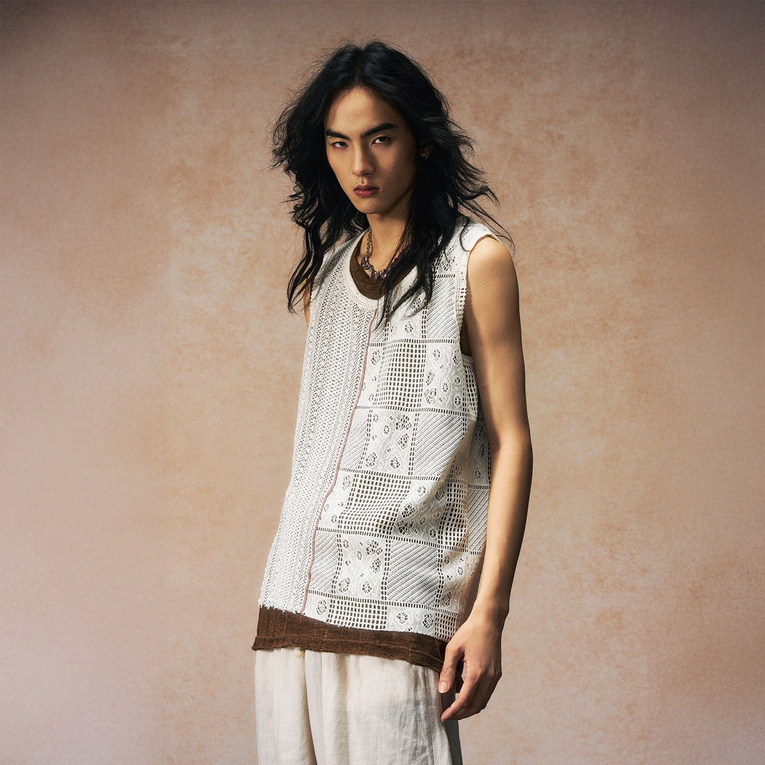 GONGHE REPUB Patchwork Hollow Out Knit Vest-Vest-S-White-Free Shipping Leatheretro