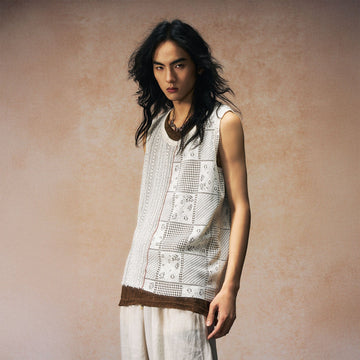 GONGHE REPUB Patchwork Hollow Out Knit Vest-Vest-S-White-Free Shipping Leatheretro