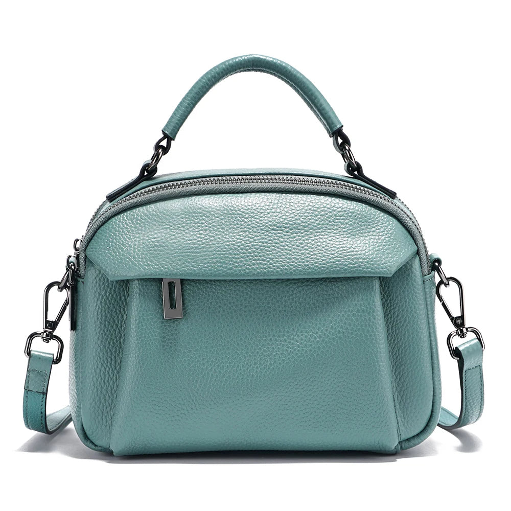 Stylish Genuine Leather Satchel Purse for Women-Handbags, Wallets & Cases-Light Teal-Free Shipping Leatheretro