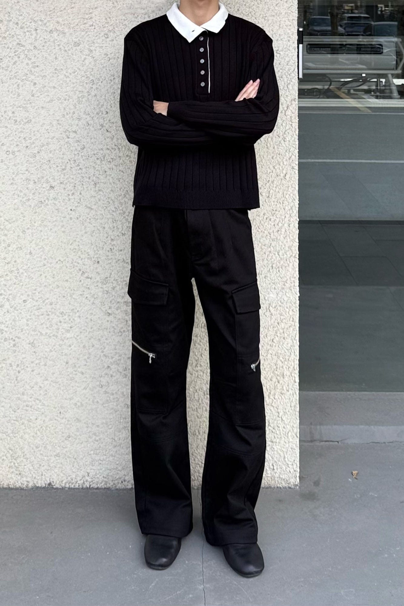 OKAYTHXBYE Muted Marble Multi-Pocket Panel Flared Cargo Pants-Pants-S-Beige-Free Shipping Leatheretro