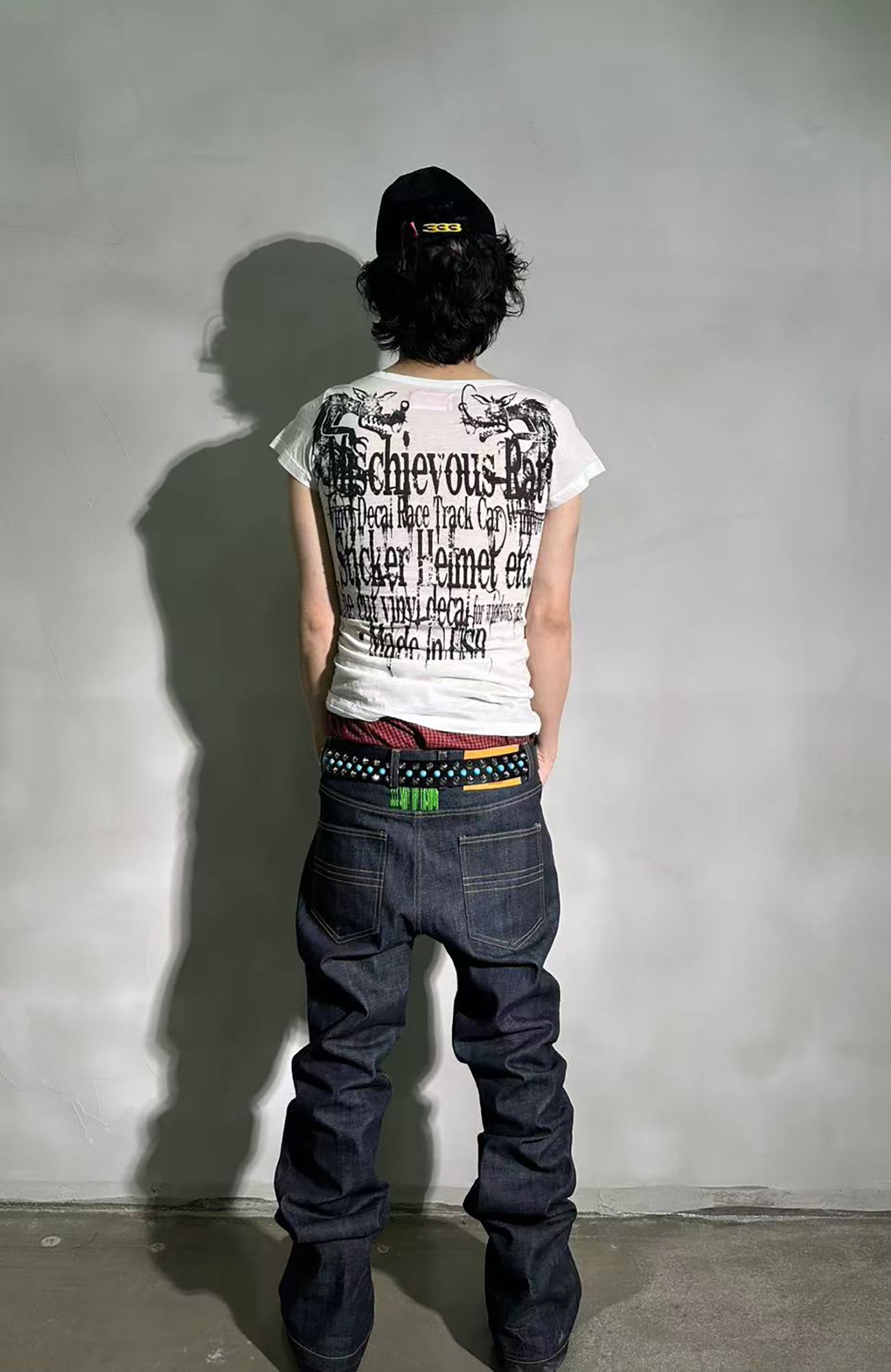 PCCVISION Contrast-Stitch Embroidered Raw Jeans-Jeans-XS-Free Shipping Leatheretro