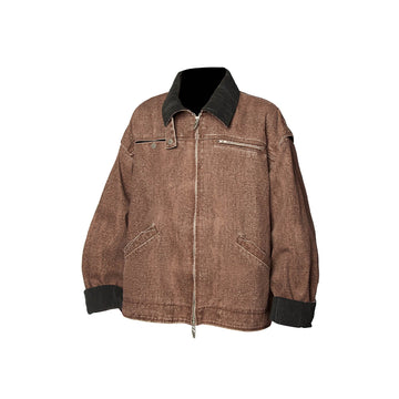 RELABEL Distressed Washed Multi-Pocket Detroit Jacket-Jacket-XS-Brown-Free Shipping Leatheretro