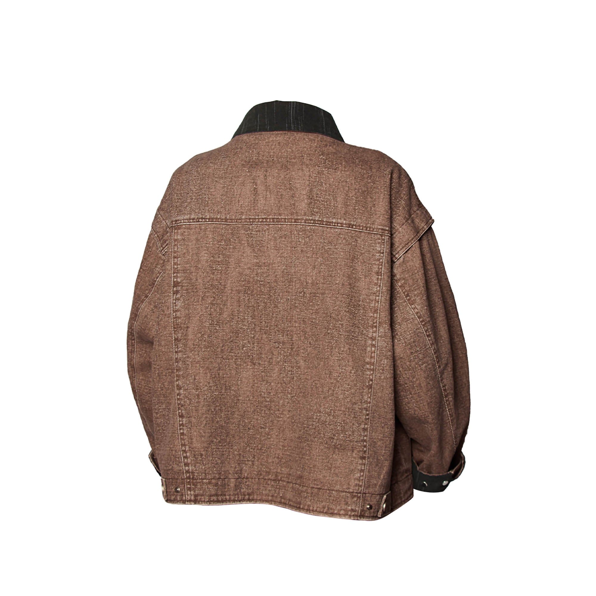 RELABEL Distressed Washed Multi-Pocket Detroit Jacket-Jacket-XS-Brown-Free Shipping Leatheretro