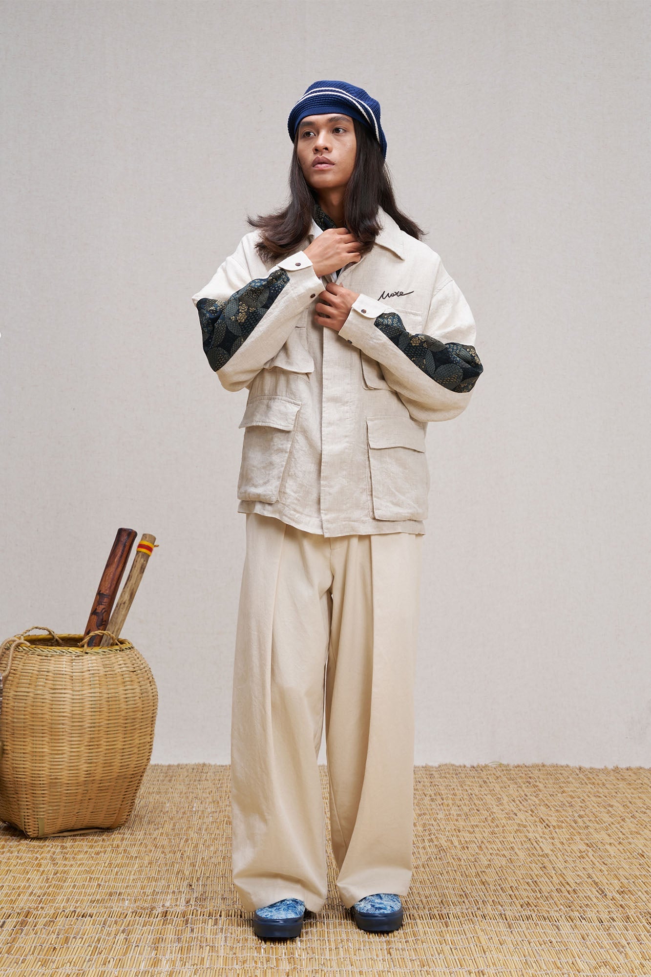 UNLIMITED MOTE Patched Elbow Multi-Pocket Linen Jacket-Jacket-S-White-Free Shipping Leatheretro