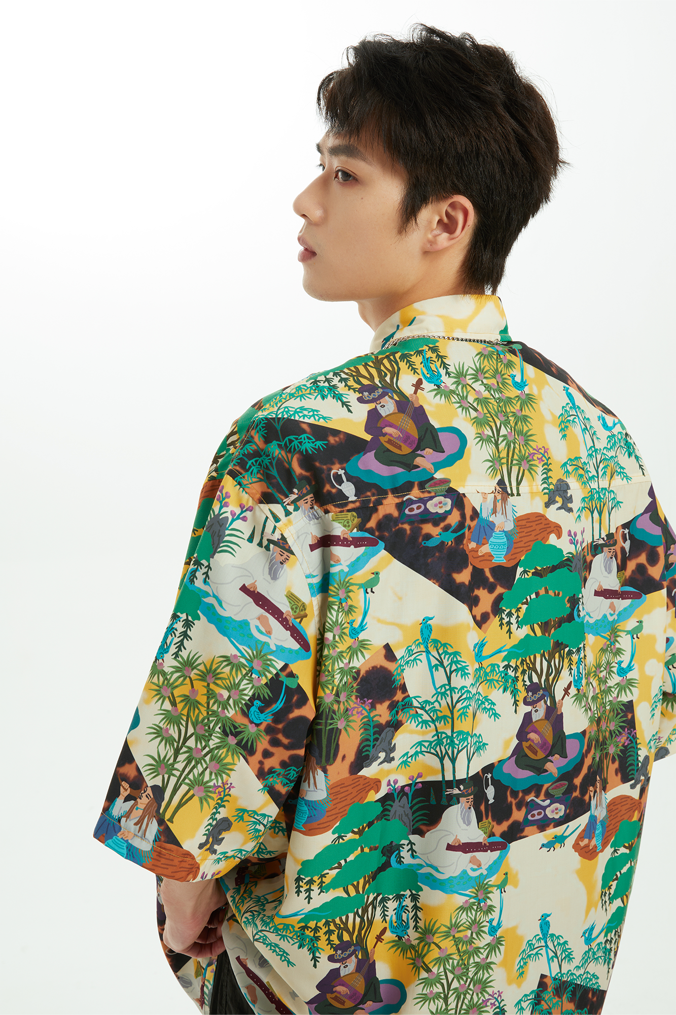 MASH UP ASIA Contrast Full-Print Half Shirt-Half shirt-M-Free Shipping Leatheretro