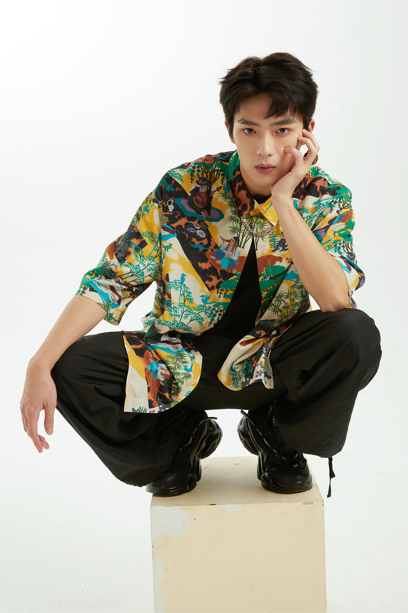 MASH UP ASIA Contrast Full-Print Half Shirt-Half shirt-M-Free Shipping Leatheretro