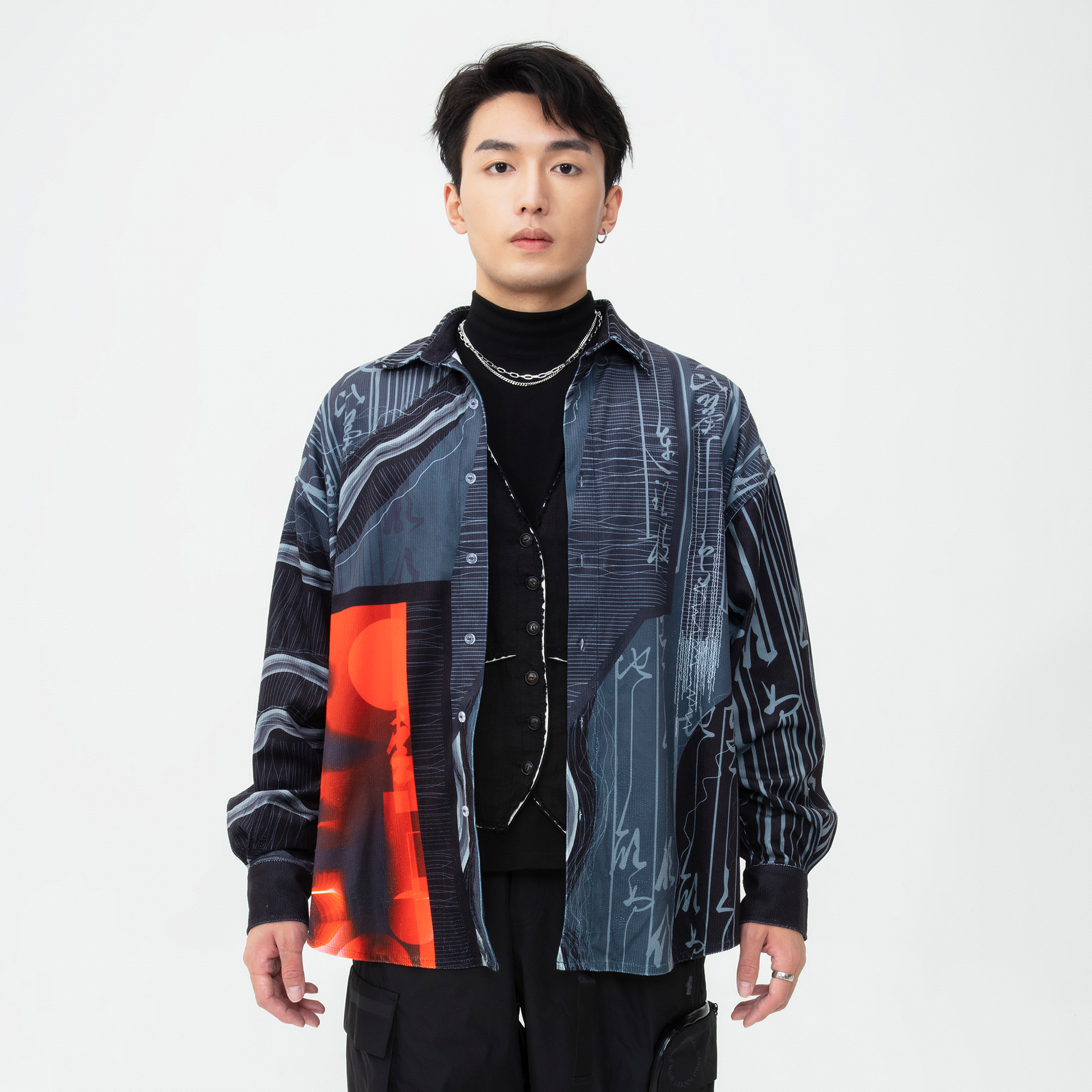 MASH UP ASIA Tang Calligraphy Graphic Oversized Shirt-Shirt-M-Free Shipping Leatheretro