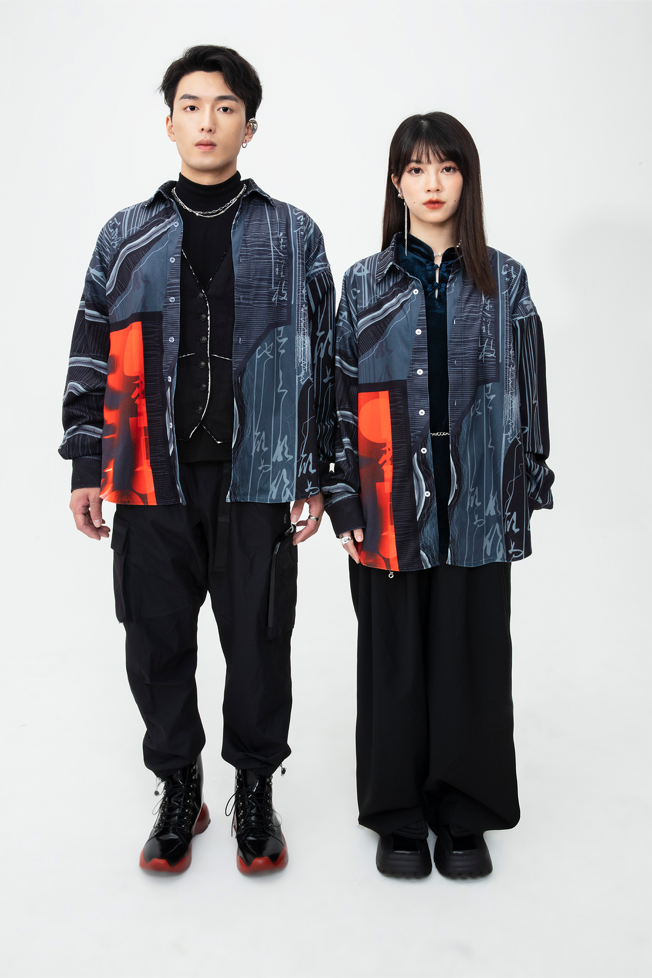 MASH UP ASIA Tang Calligraphy Graphic Oversized Shirt-Shirt-M-Free Shipping Leatheretro