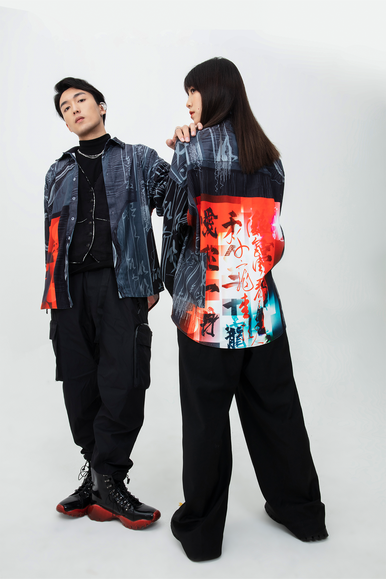 MASH UP ASIA Tang Calligraphy Graphic Oversized Shirt-Shirt-M-Free Shipping Leatheretro
