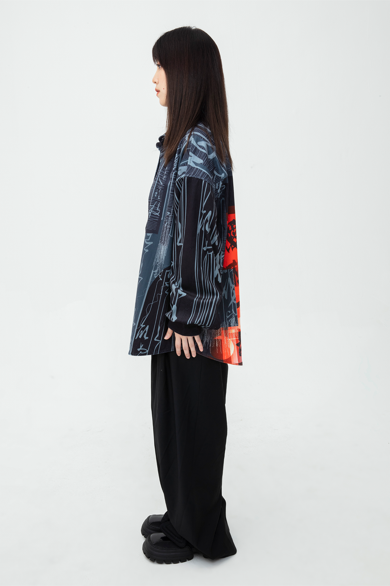 MASH UP ASIA Tang Calligraphy Graphic Oversized Shirt-Shirt-M-Free Shipping Leatheretro