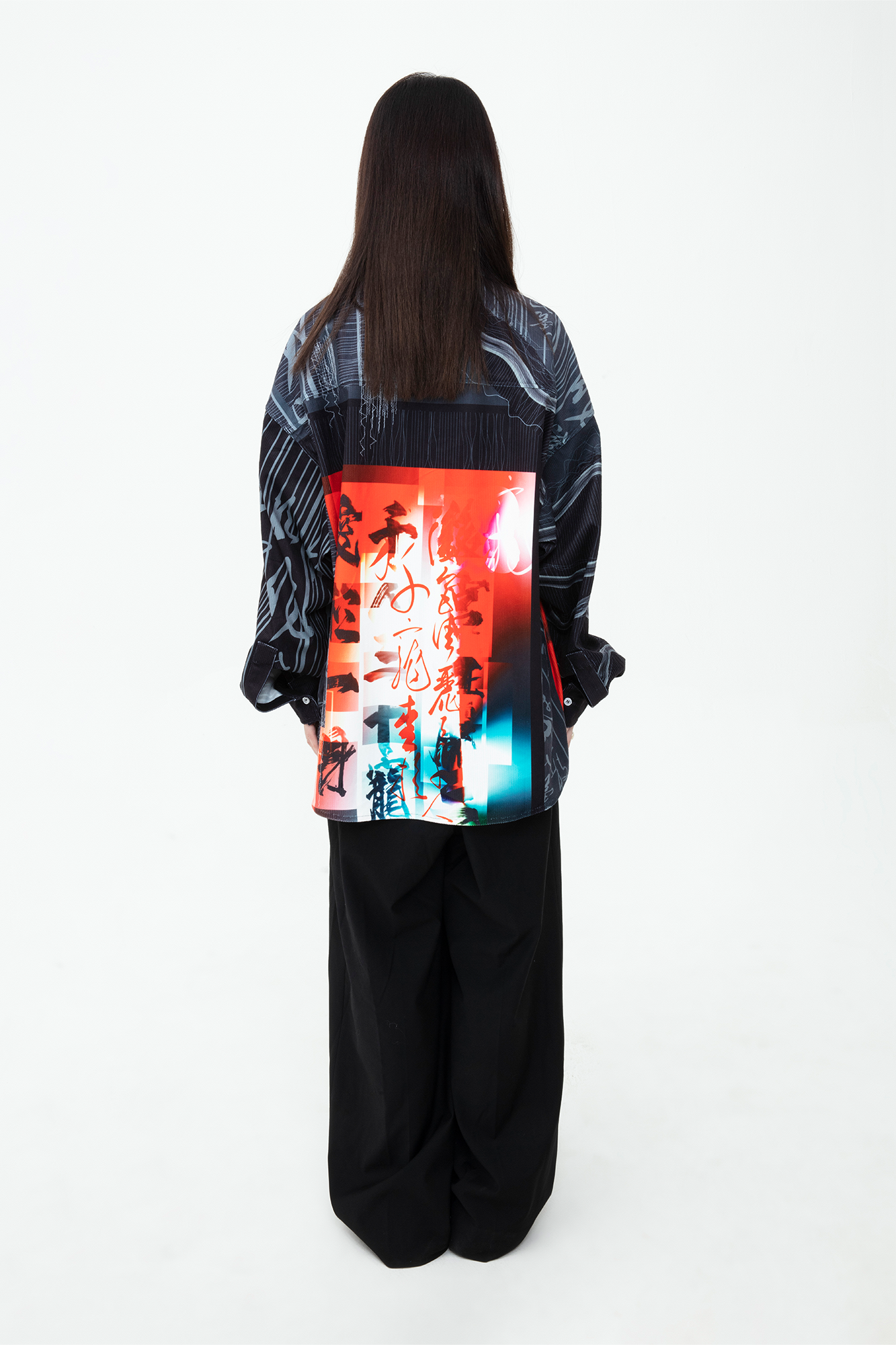 MASH UP ASIA Tang Calligraphy Graphic Oversized Shirt-Shirt-M-Free Shipping Leatheretro