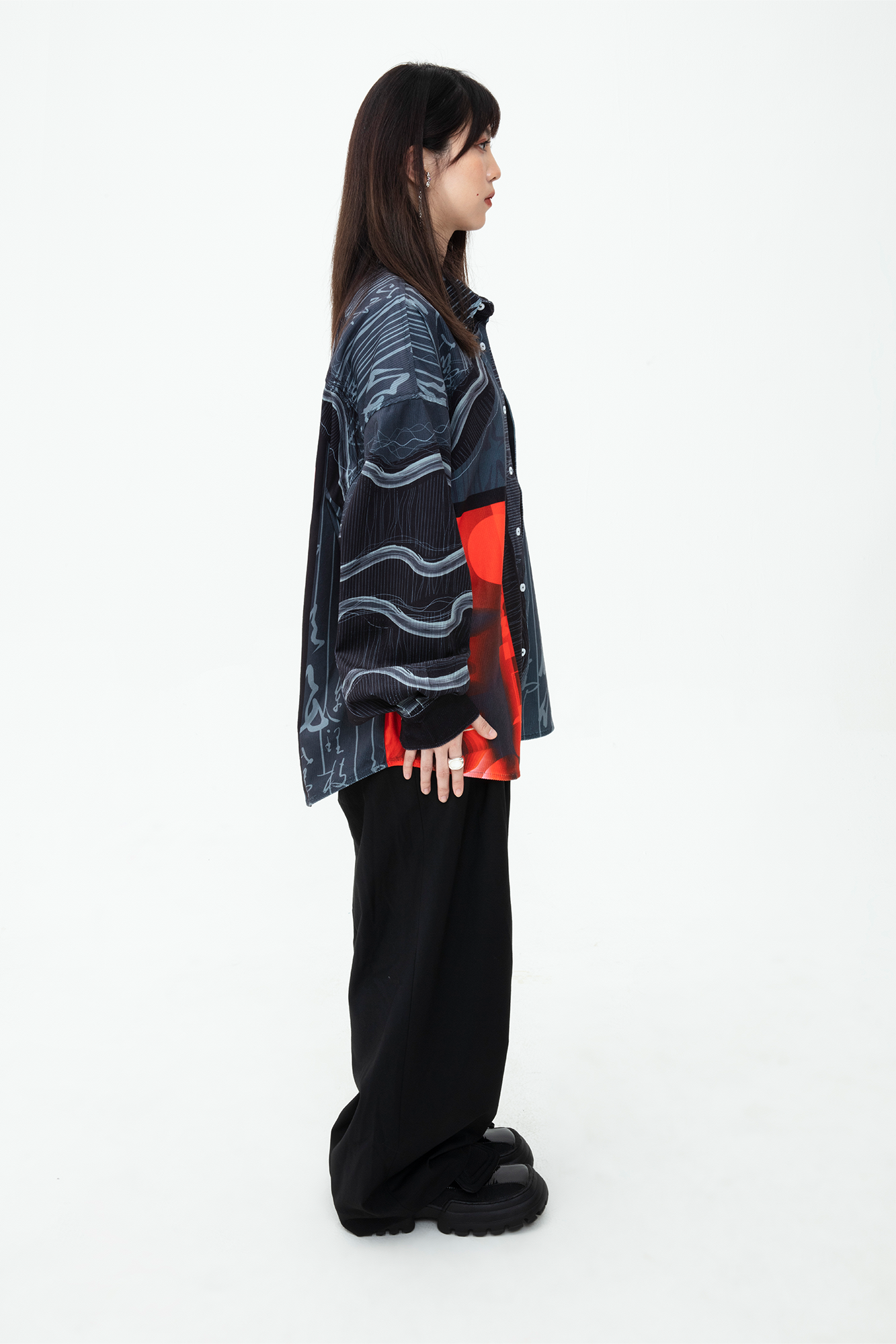 MASH UP ASIA Tang Calligraphy Graphic Oversized Shirt-Shirt-M-Free Shipping Leatheretro
