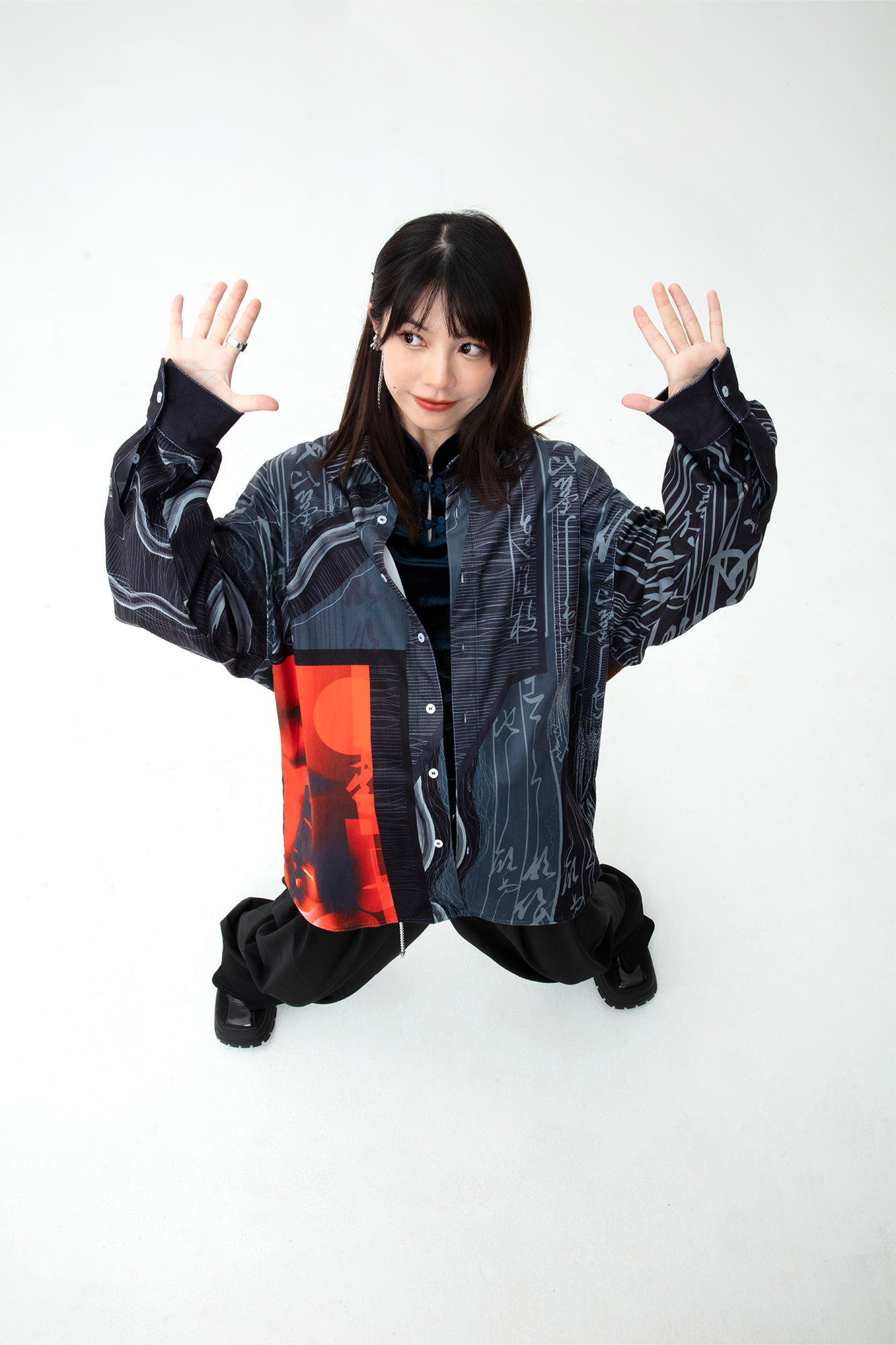 MASH UP ASIA Tang Calligraphy Graphic Oversized Shirt-Shirt-M-Free Shipping Leatheretro