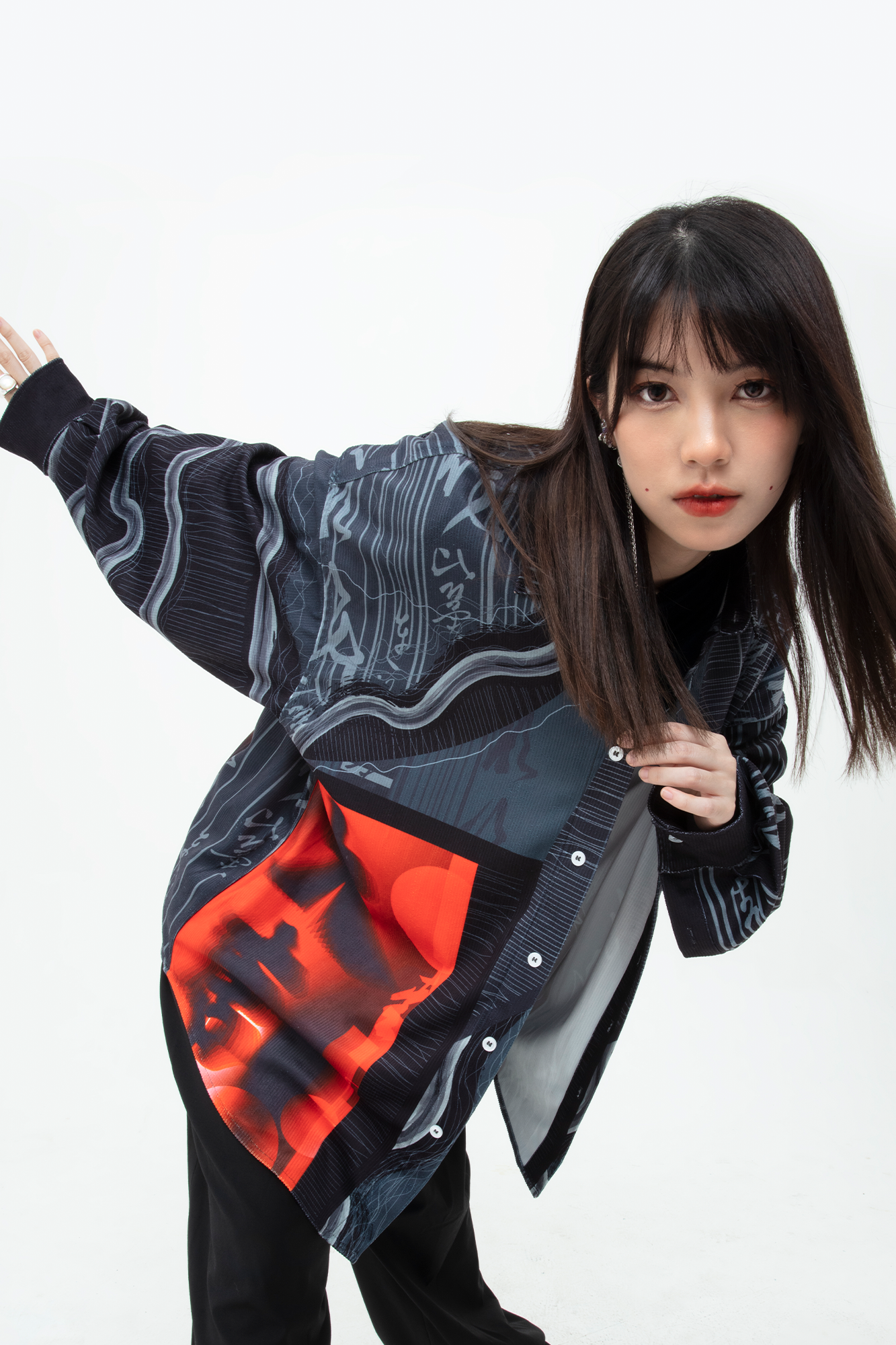 MASH UP ASIA Tang Calligraphy Graphic Oversized Shirt-Shirt-M-Free Shipping Leatheretro