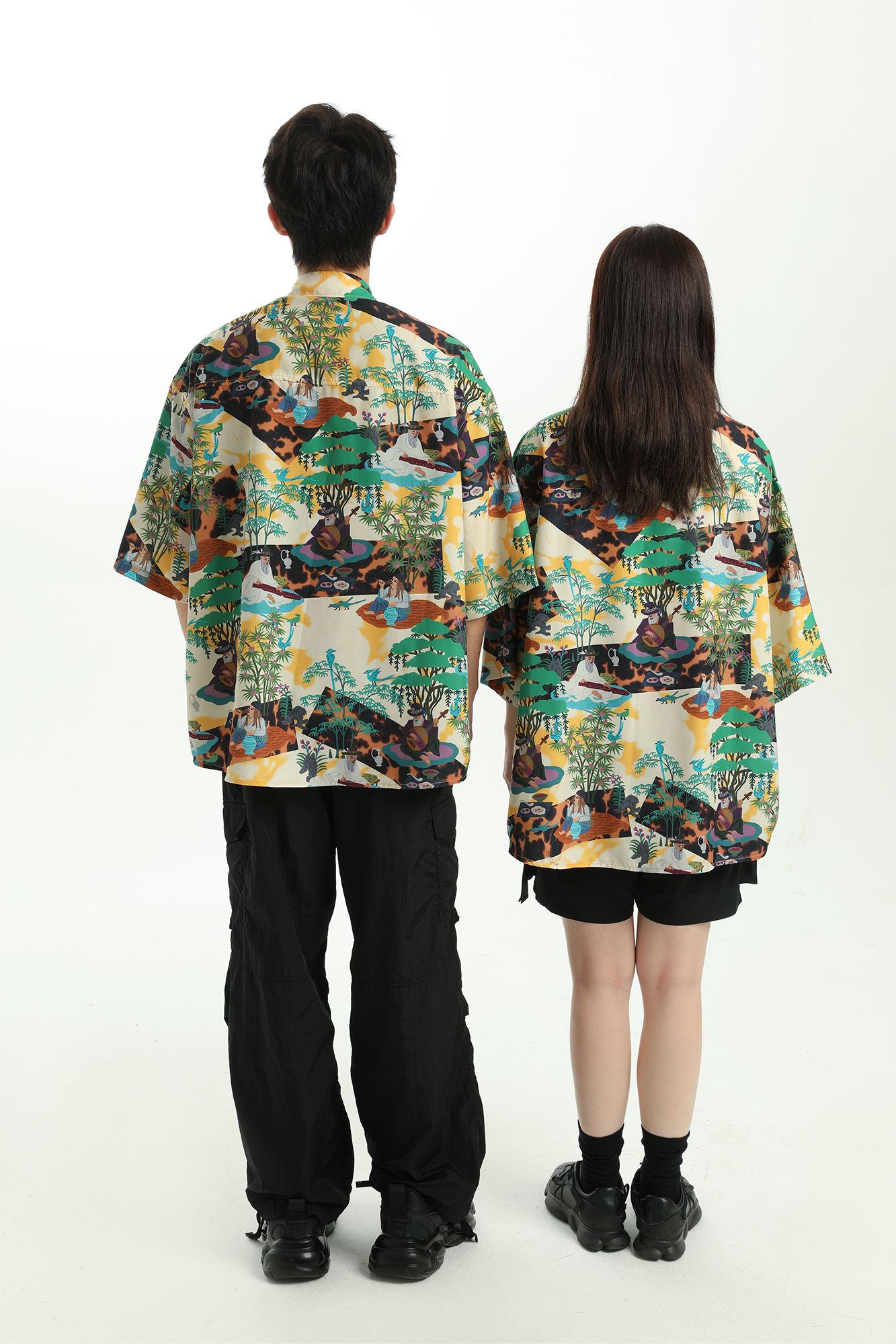 MASH UP ASIA Contrast Full-Print Half Shirt-Half shirt-M-Free Shipping Leatheretro