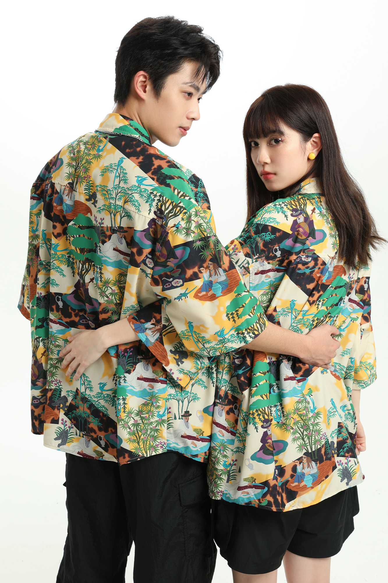 MASH UP ASIA Contrast Full-Print Half Shirt-Half shirt-M-Free Shipping Leatheretro